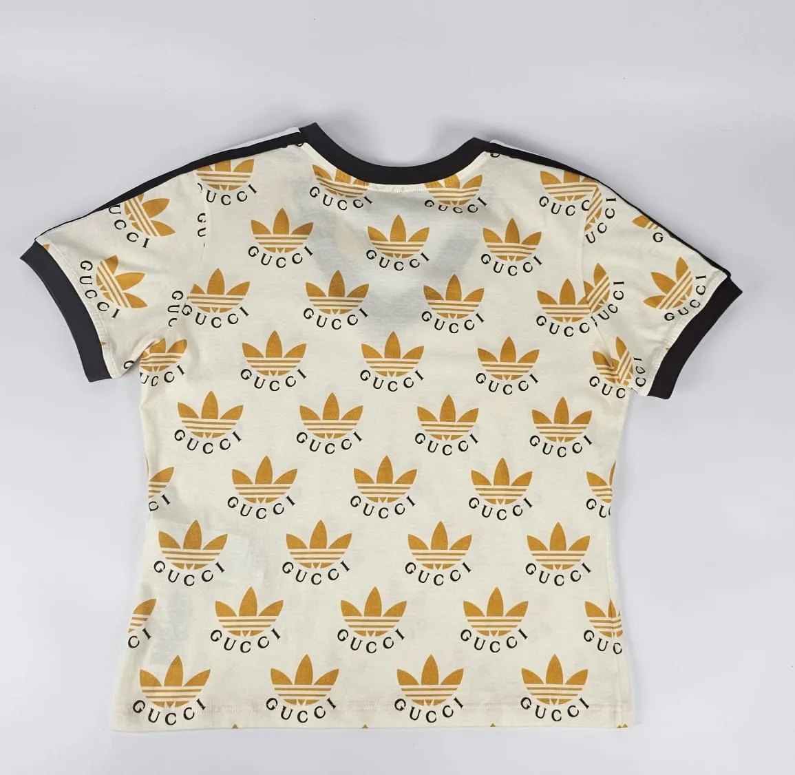 Adidas Yellow Trefoil Print V Neck T Shirt