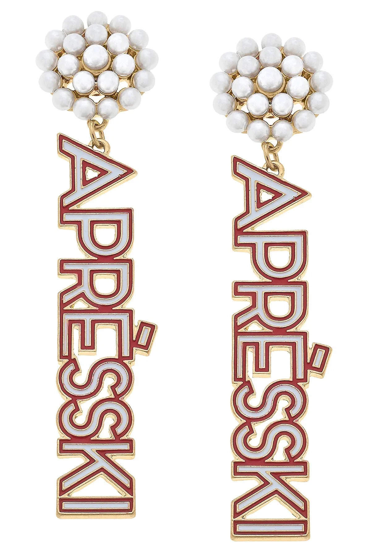 Apres Ski Pearl Cluster Enamel Earring