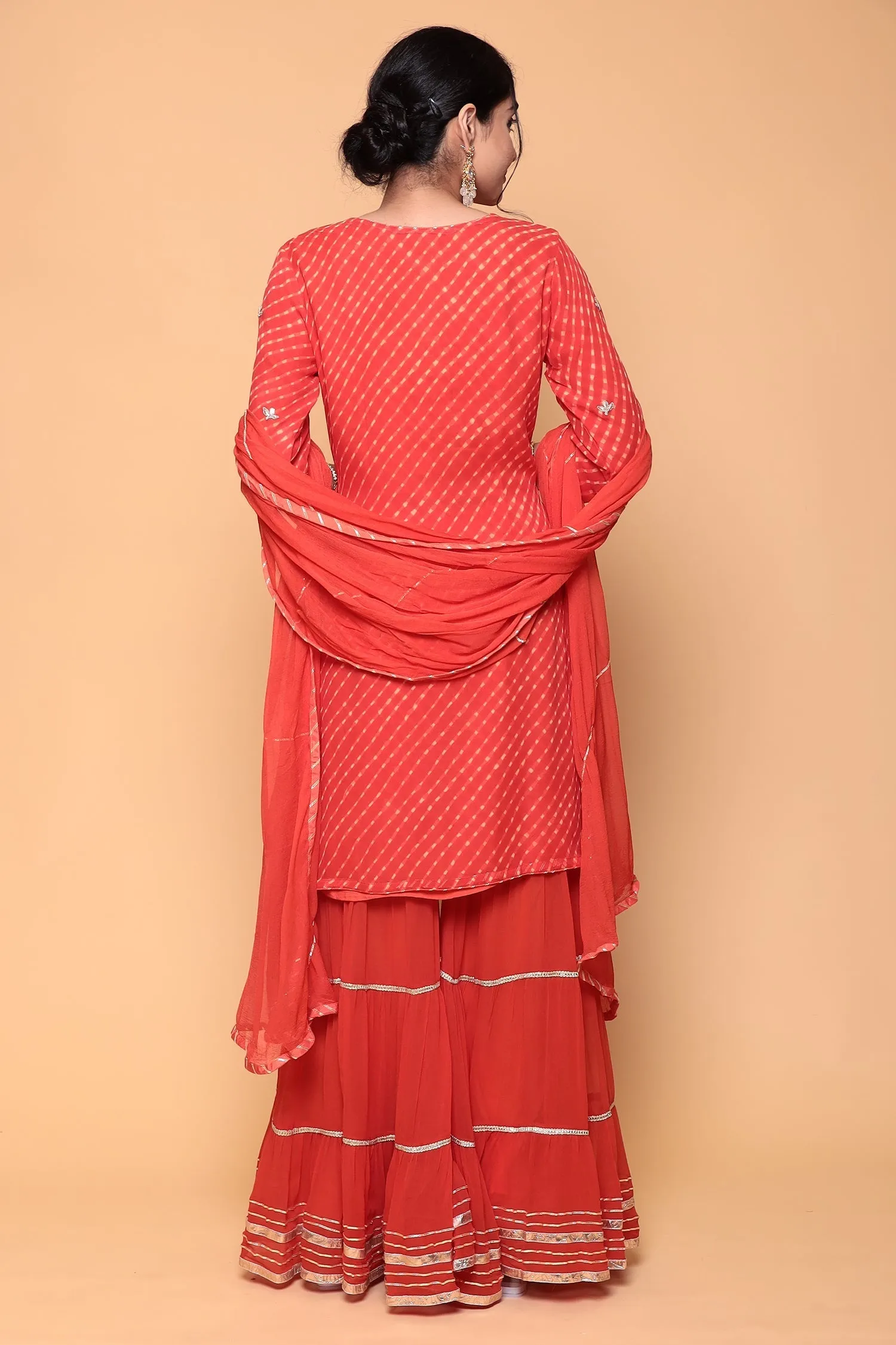 Bandhej Georgette Suit with Gota, Gota Patti work.