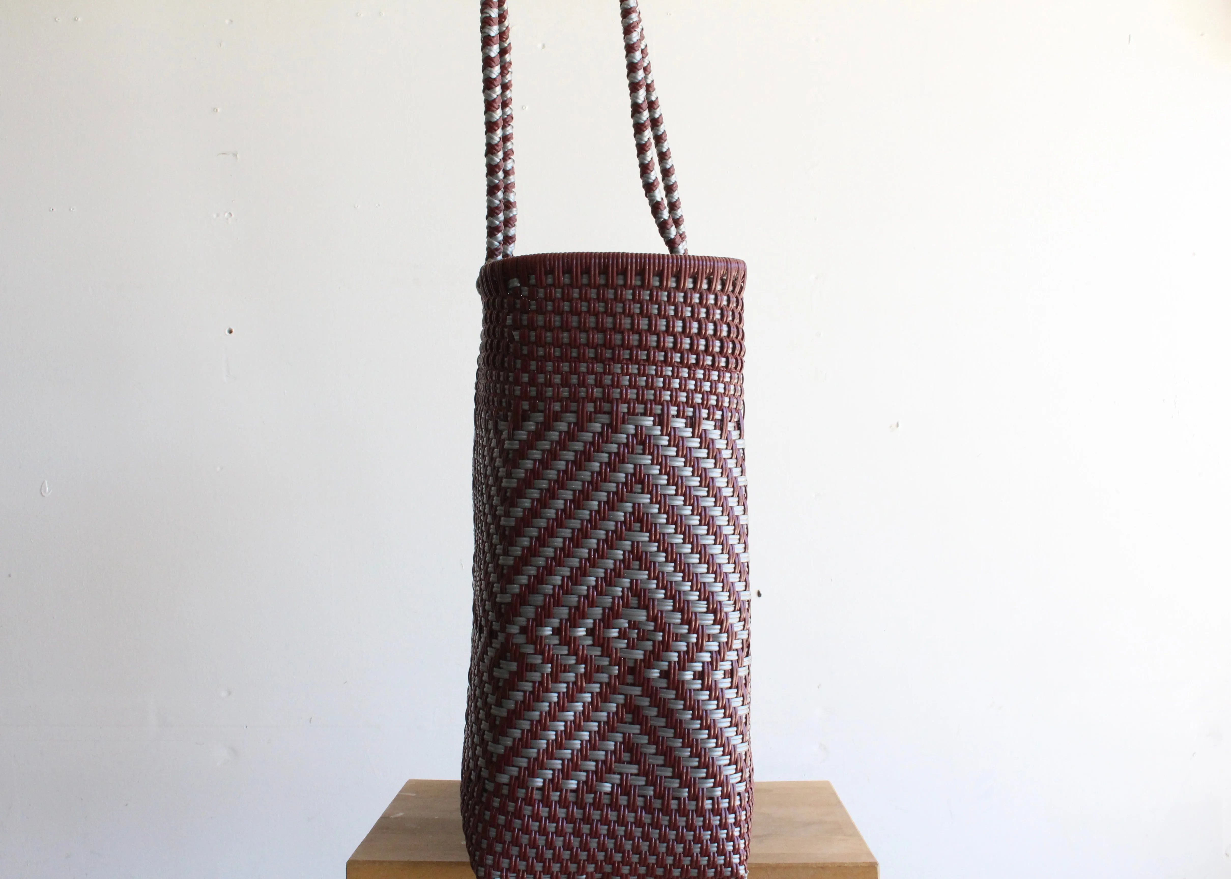 Bordeaux & Silver Handwoven Mexican Tote by MexiMexi