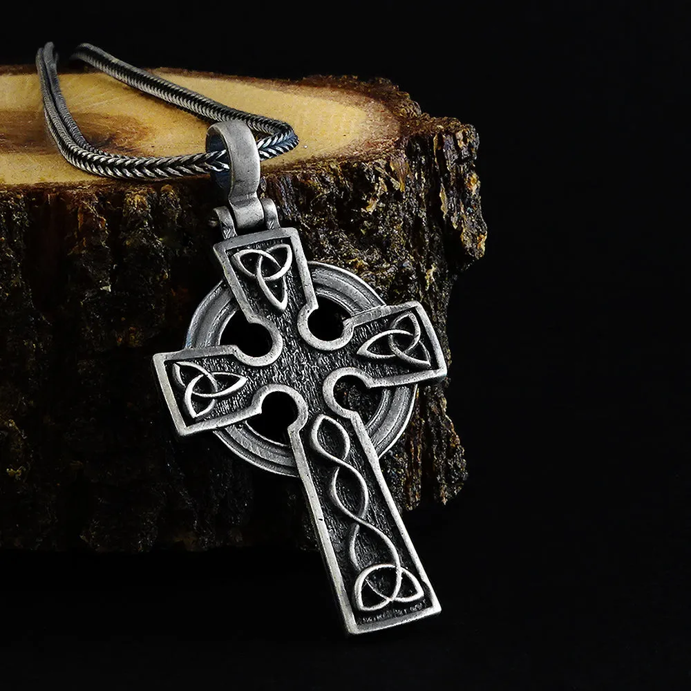 Celtic Trinity Knot Cross Pendant Christian 925 Silver Chain Necklace