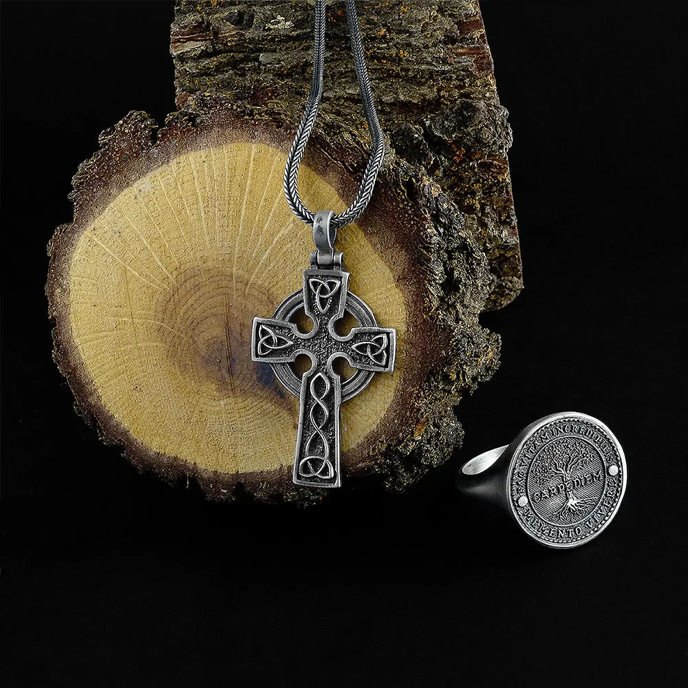 Celtic Trinity Knot Cross Pendant Christian 925 Silver Chain Necklace