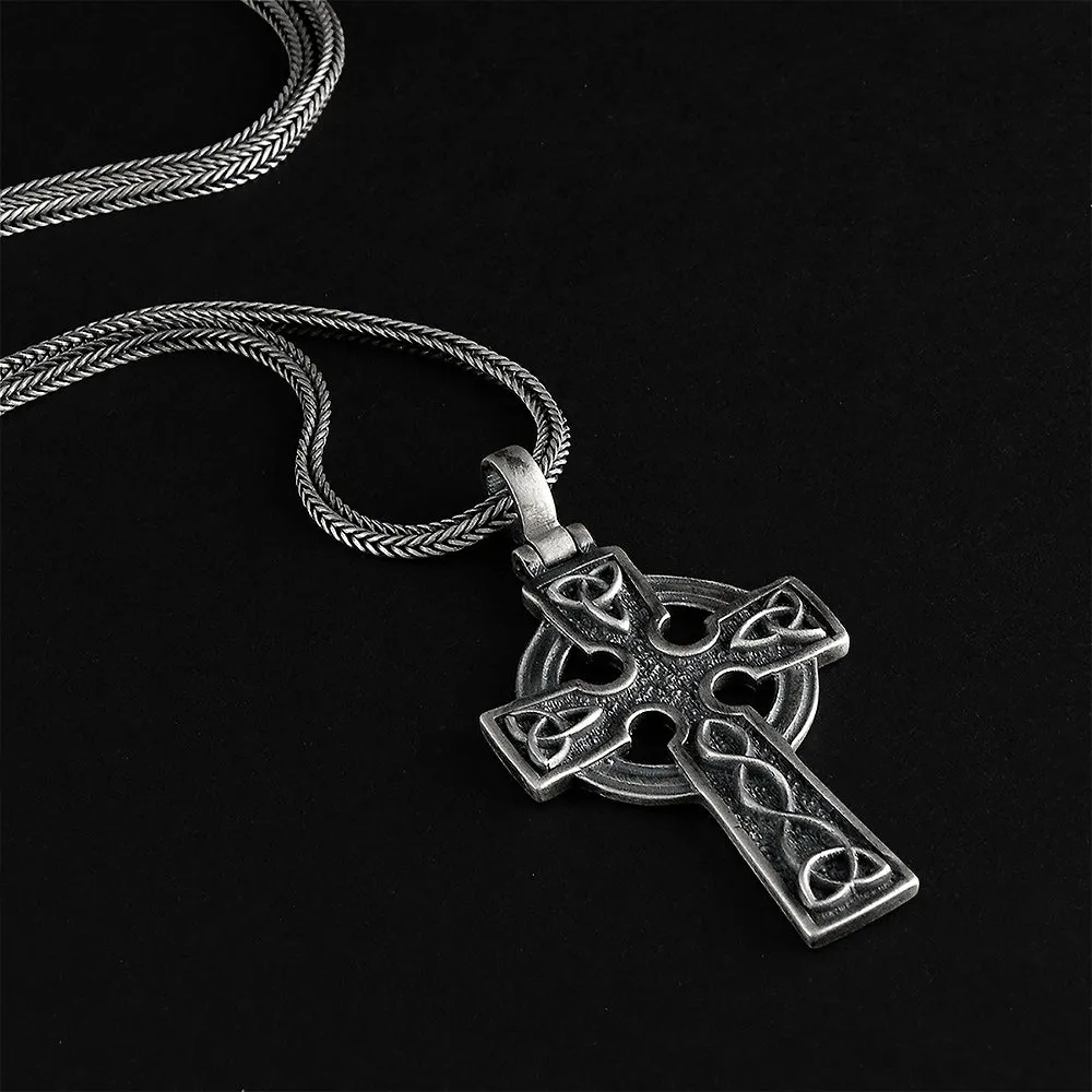 Celtic Trinity Knot Cross Pendant Christian 925 Silver Chain Necklace