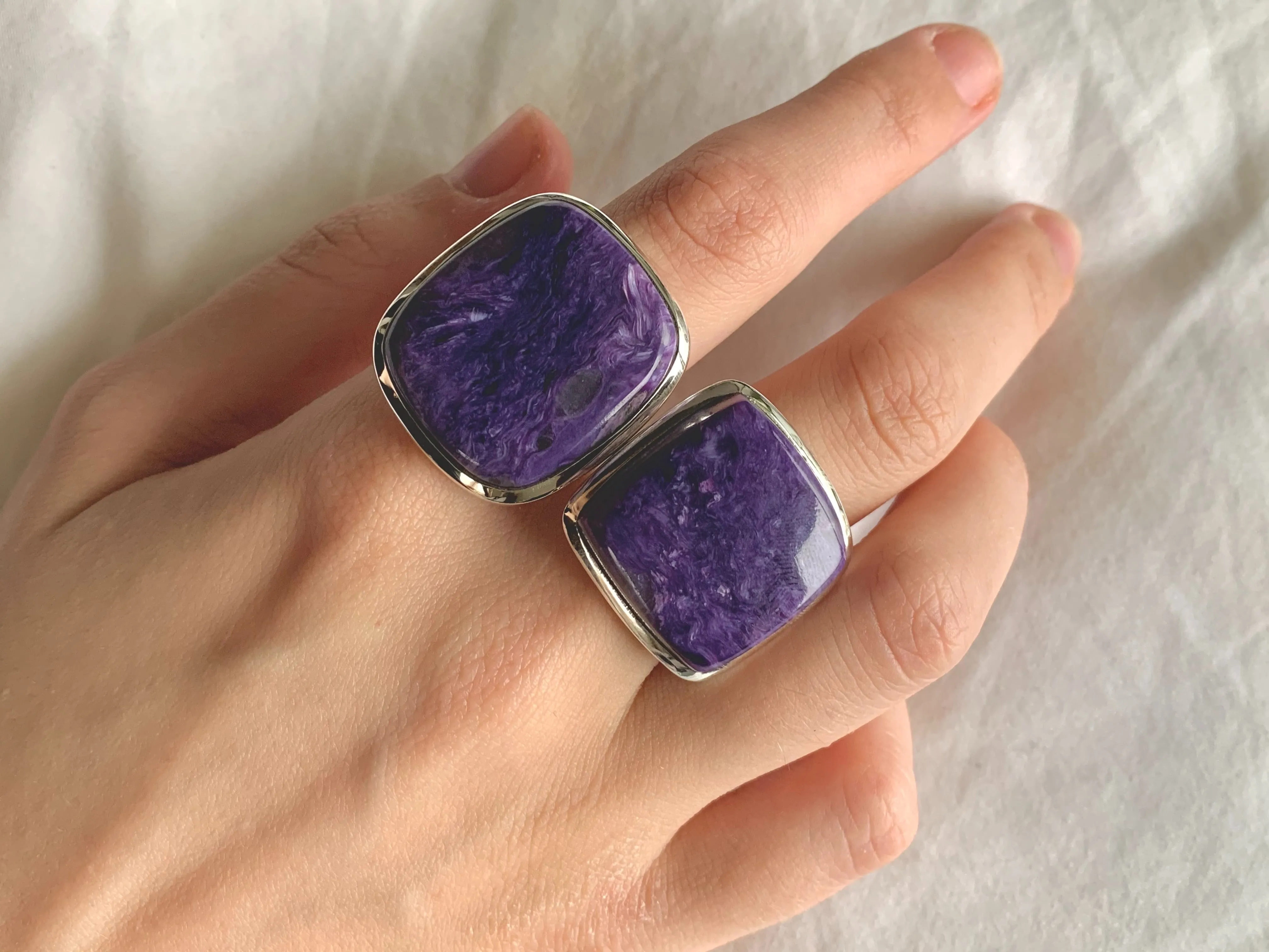 Charoite Naevia Ring - Square (US 6.5 & 8.5)