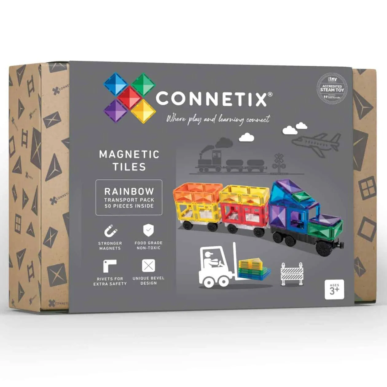 Connetix Tiles - Transport Pack 50 pc - Rainbow