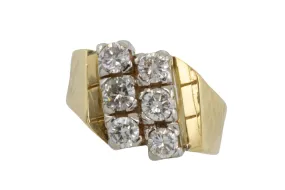 Diamond vertical row ring