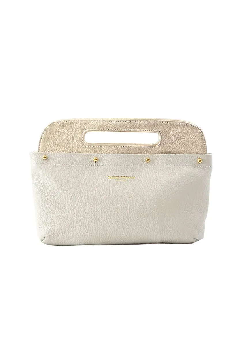 Dove Grey Pebble Leather Clutch Cover