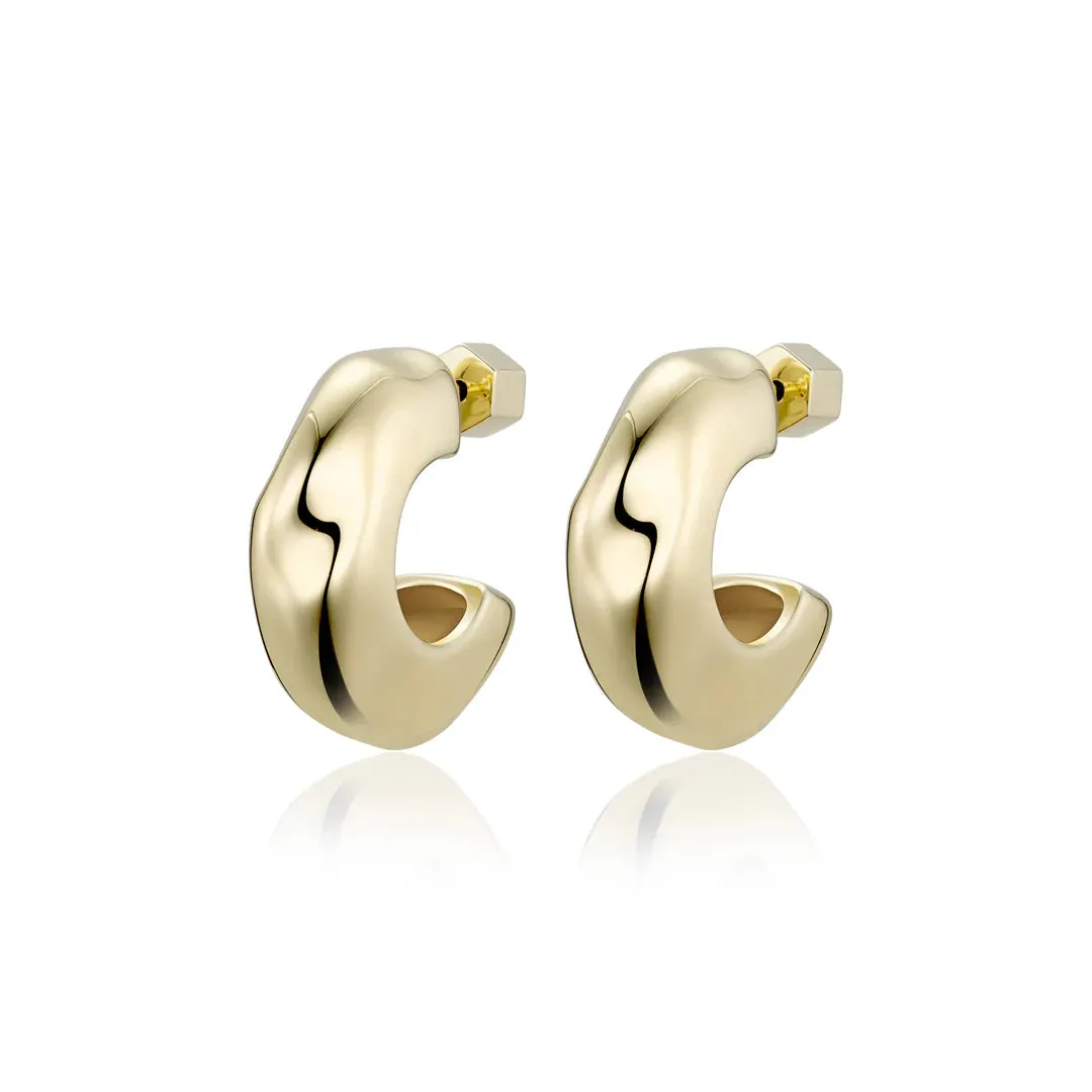 F H Hammered Chubby Hoops GOLD