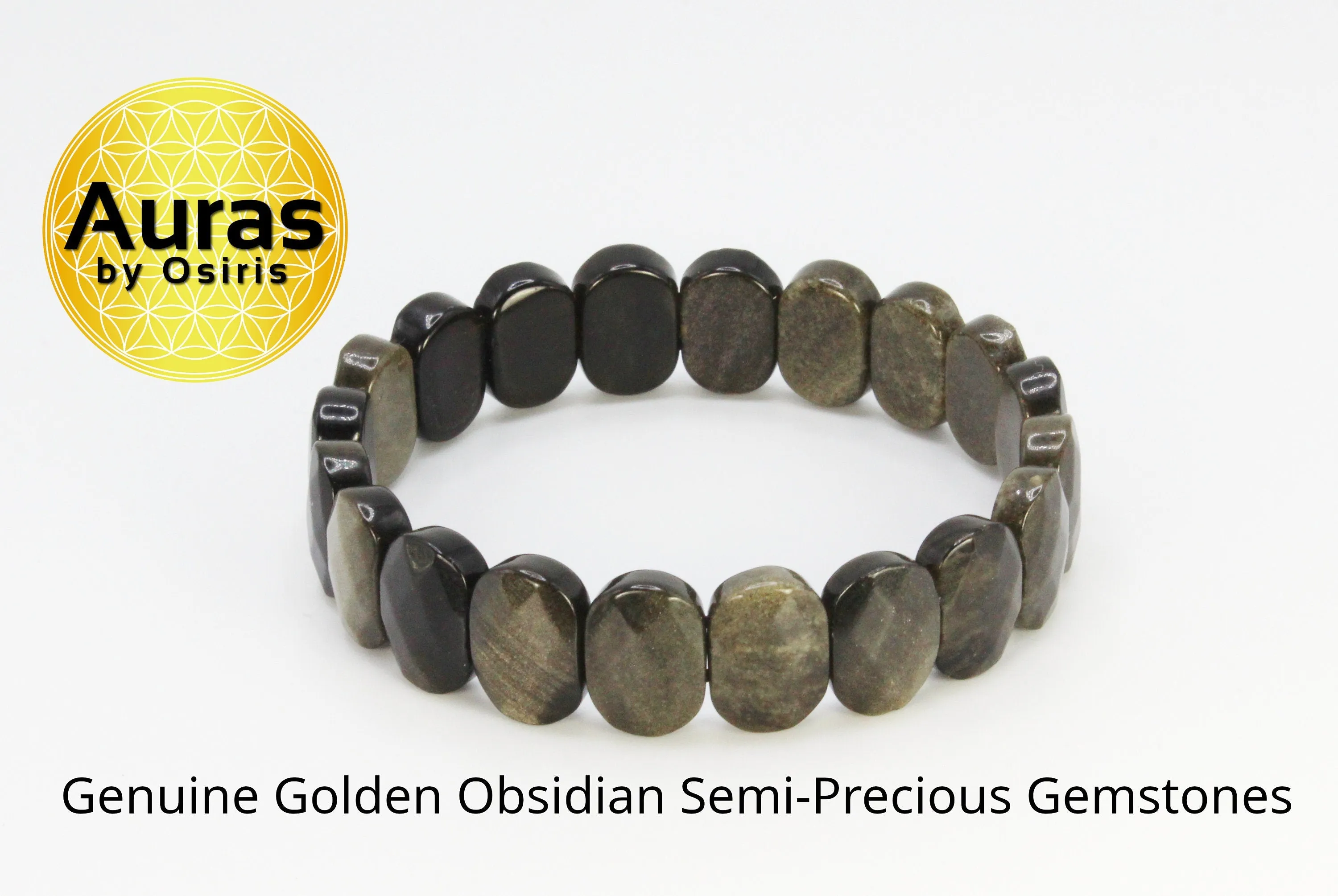 Faceted Obsidian Bracelet - Elastic & Double Reinforced Obsidian Jewelry for Protection