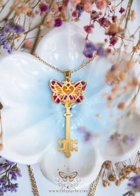 Fairytale Purple butterfly key necklace