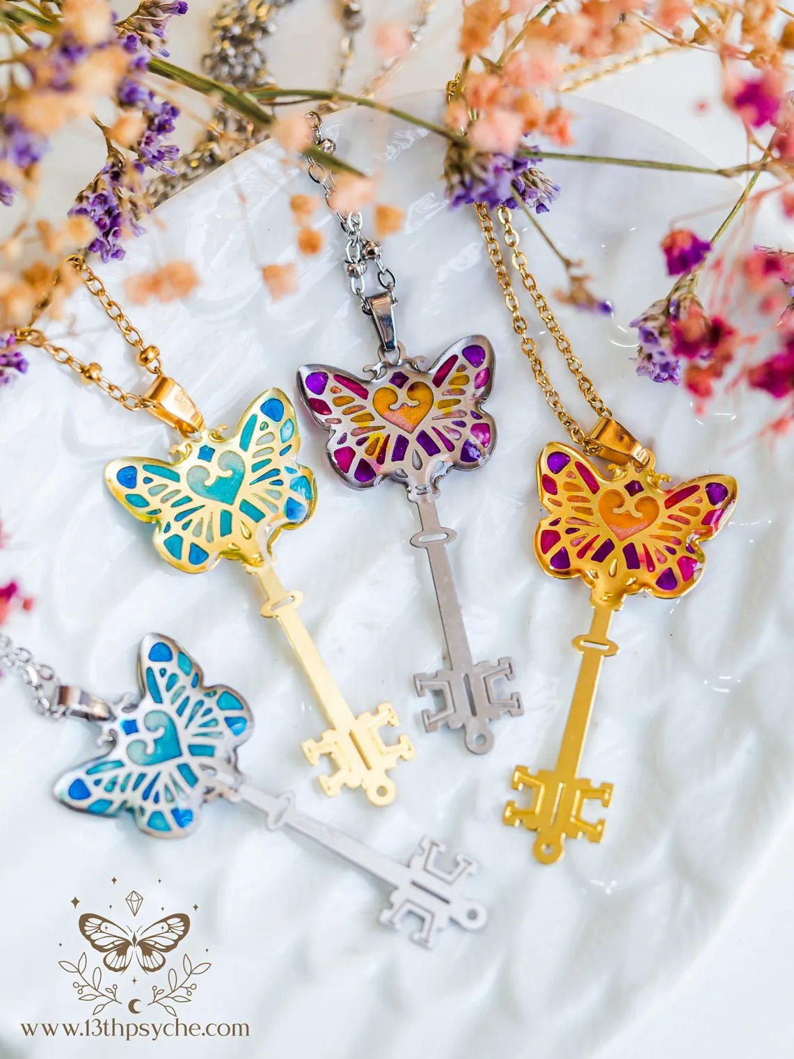 Fairytale Purple butterfly key necklace