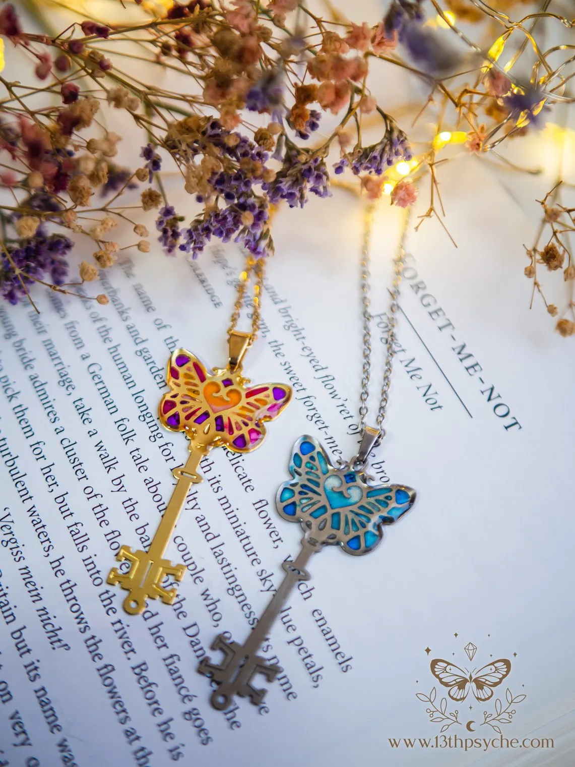 Fairytale Purple butterfly key necklace