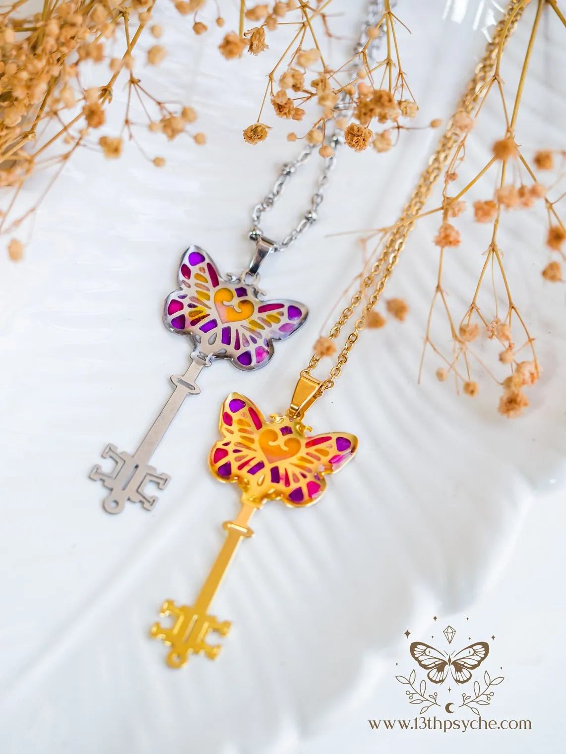 Fairytale Purple butterfly key necklace