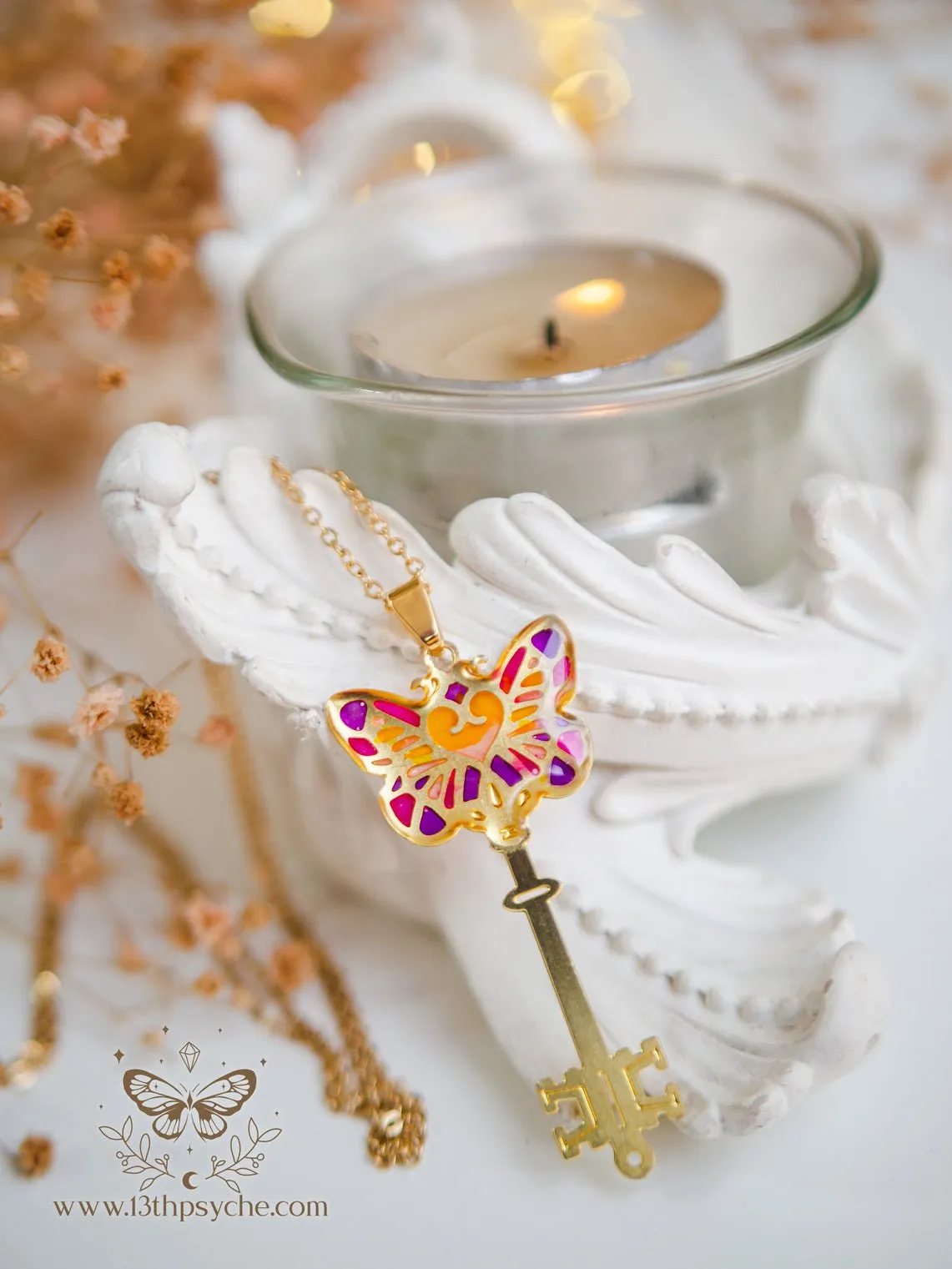 Fairytale Purple butterfly key necklace