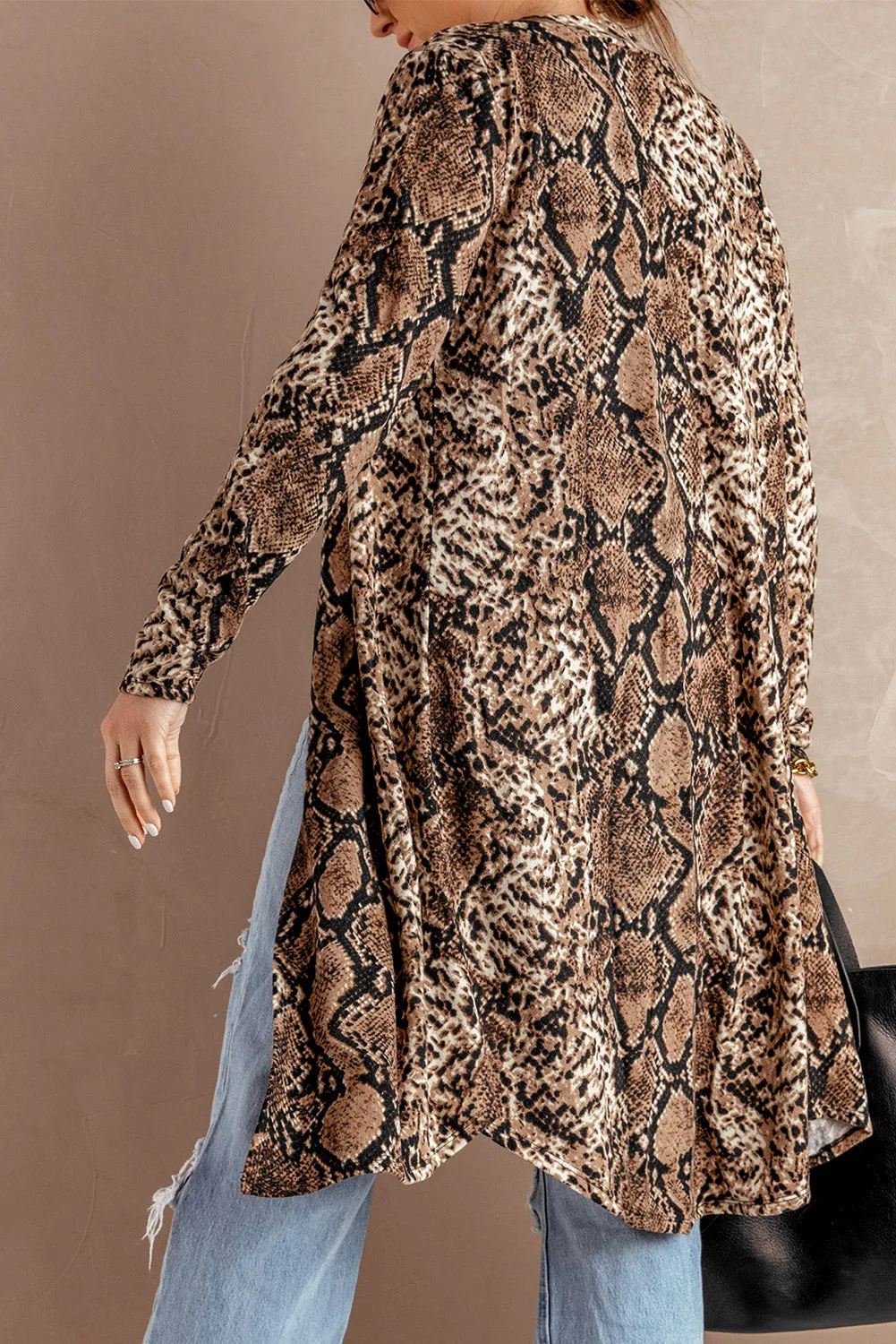 Fashion Snake Print Long Cardigan