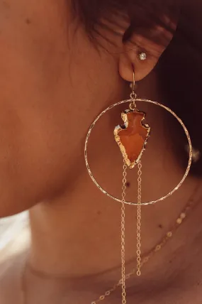 Girl On Fire Carnelian Gold Hoops