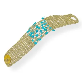 Handmade Gold Plated Knit Bracelet with Turquoise Stones