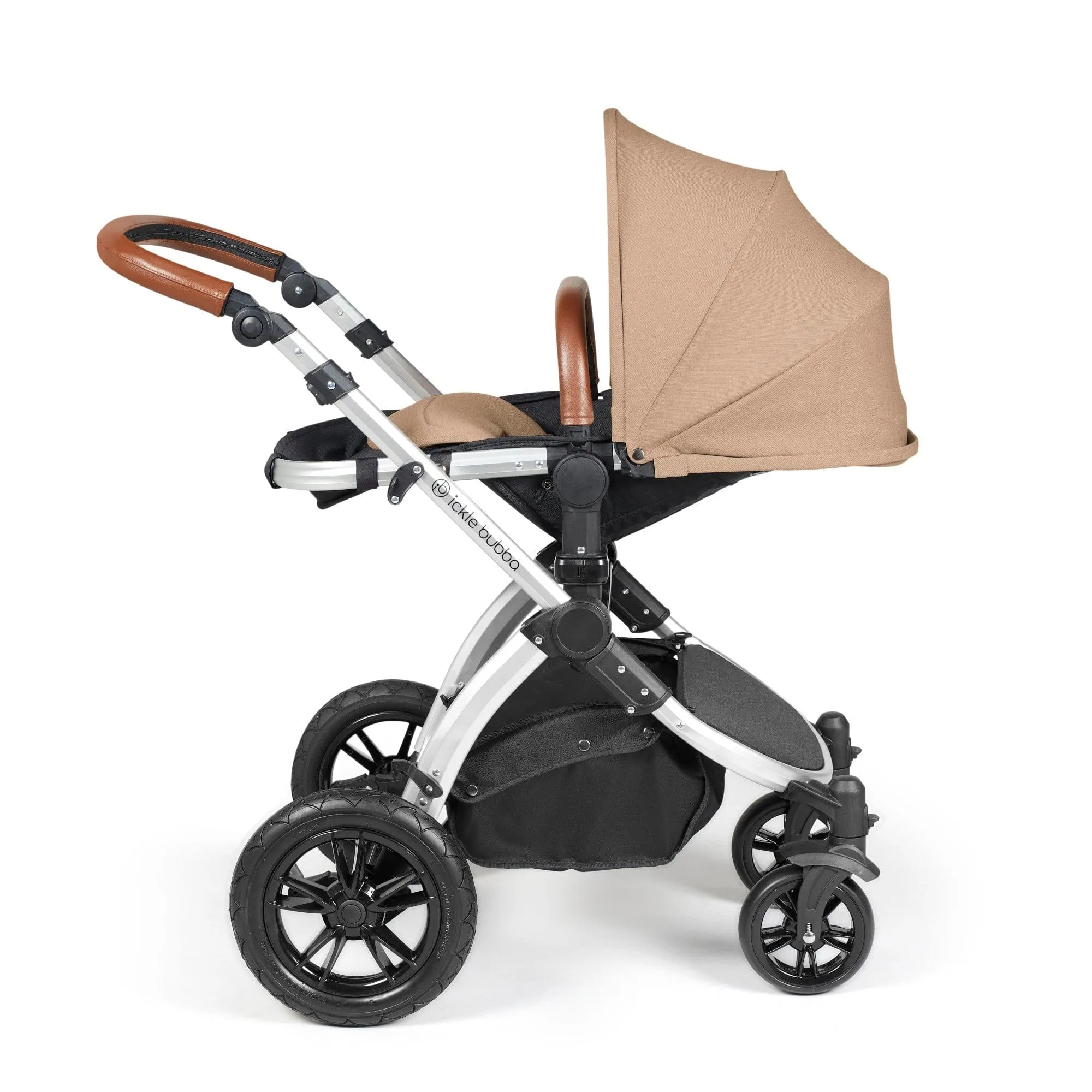 Ickle Bubba Stomp Luxe All-in-One I-Size Travel System With Isofix Base - Silver / Desert / Tan