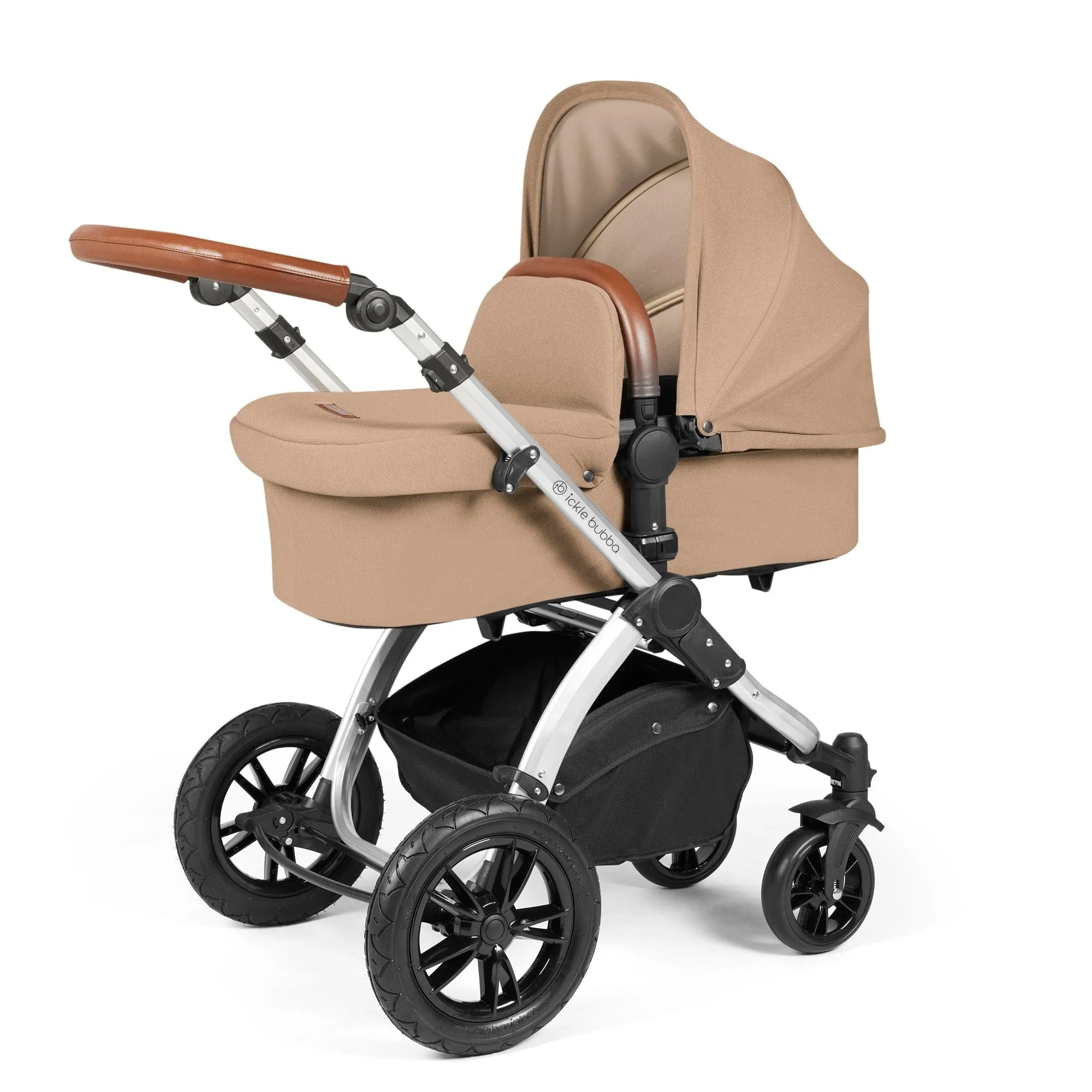 Ickle Bubba Stomp Luxe All-in-One I-Size Travel System With Isofix Base - Silver / Desert / Tan