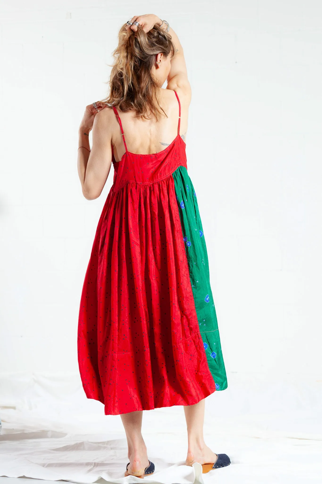 Injiri Red Batik Silk Slip Dress - ByAdushka