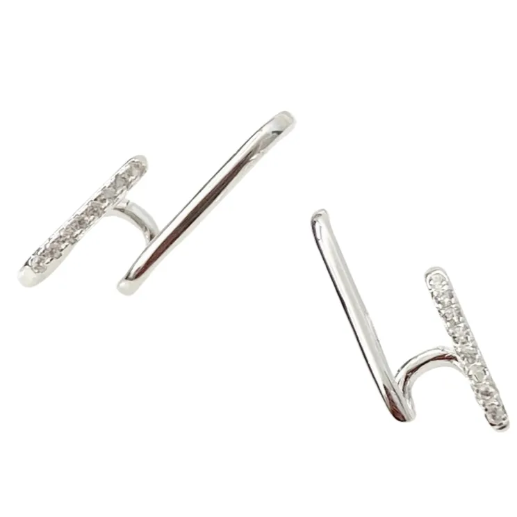 Kamila Double Bar Silver Earrings