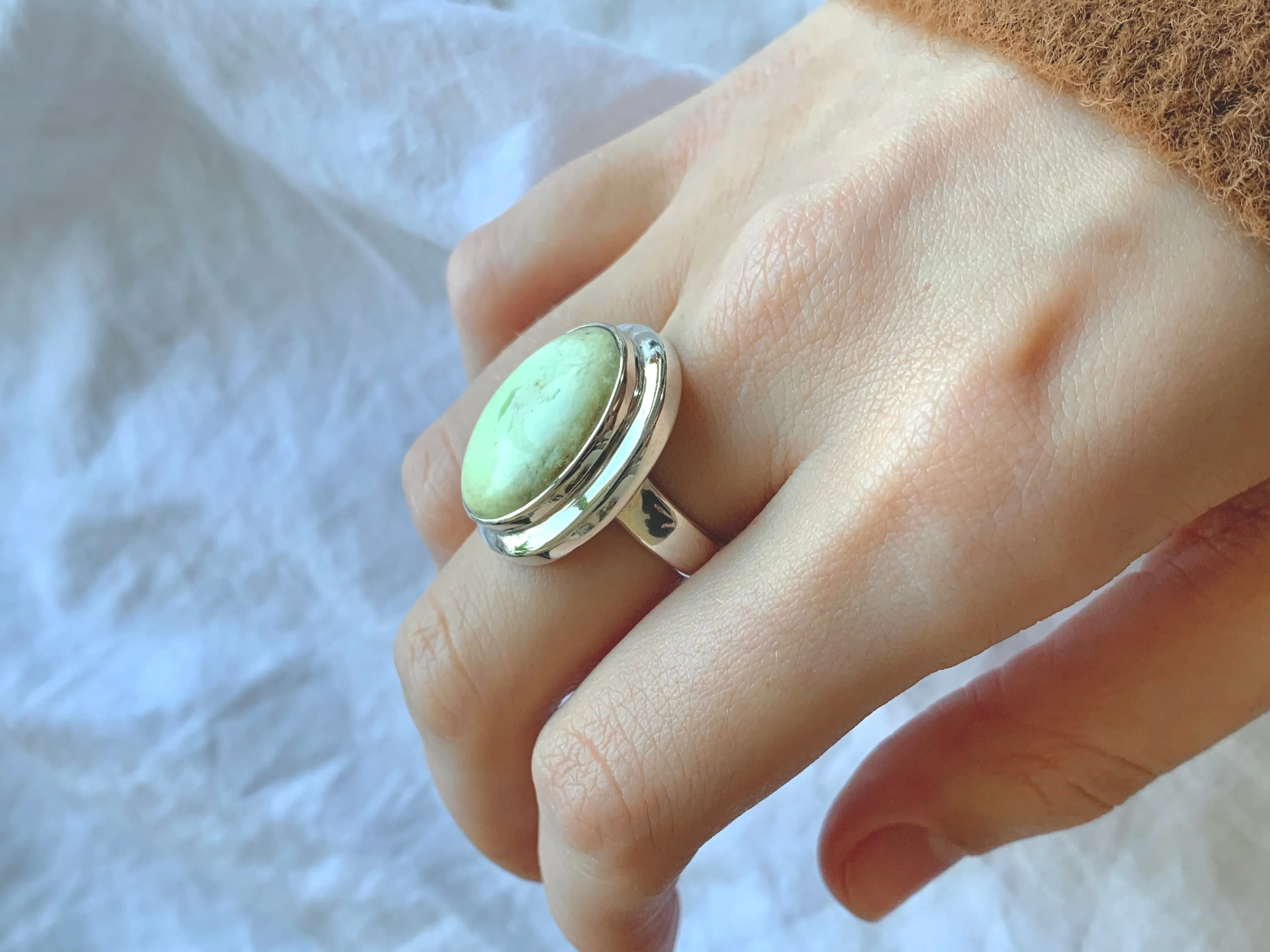 Lemon Chrysoprase Ansley Ring (US 7)