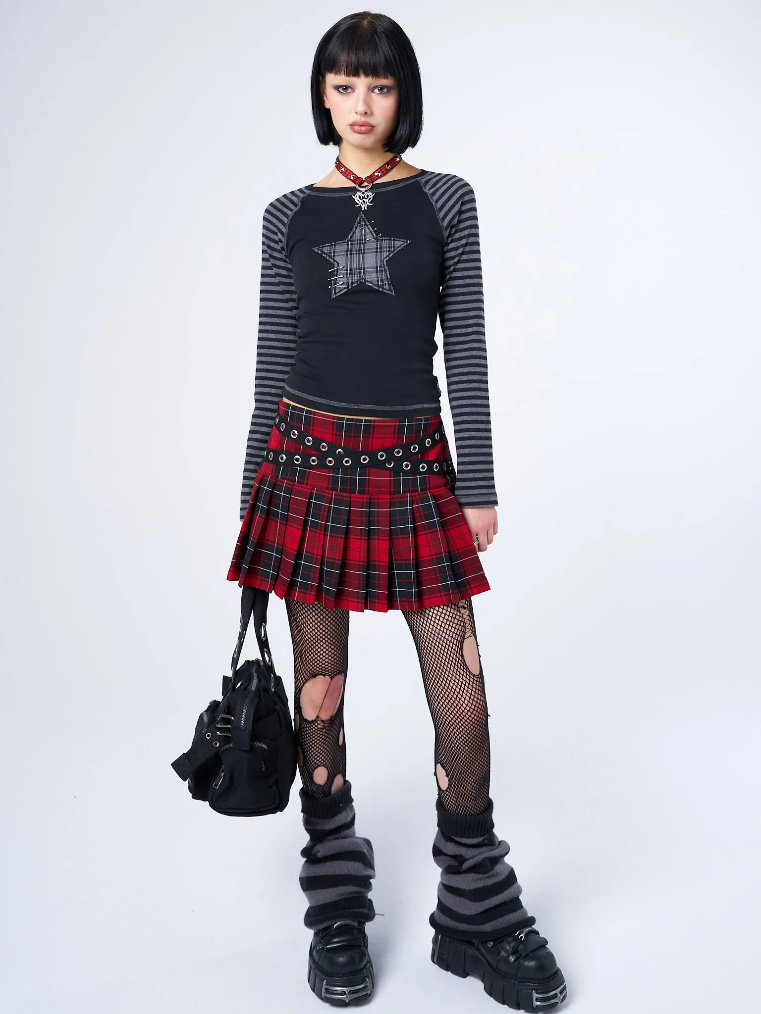 Miley Red & Black Tartan Mini Skirt