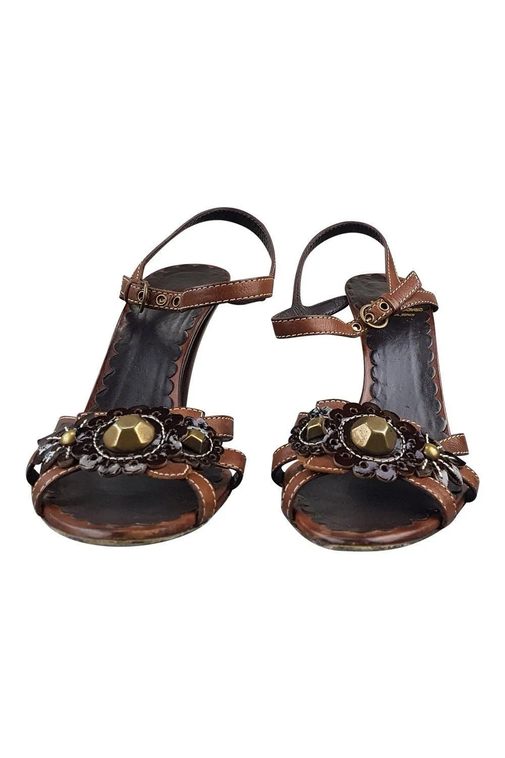 MOSCHINO Brown High Heel Strappy Sandals