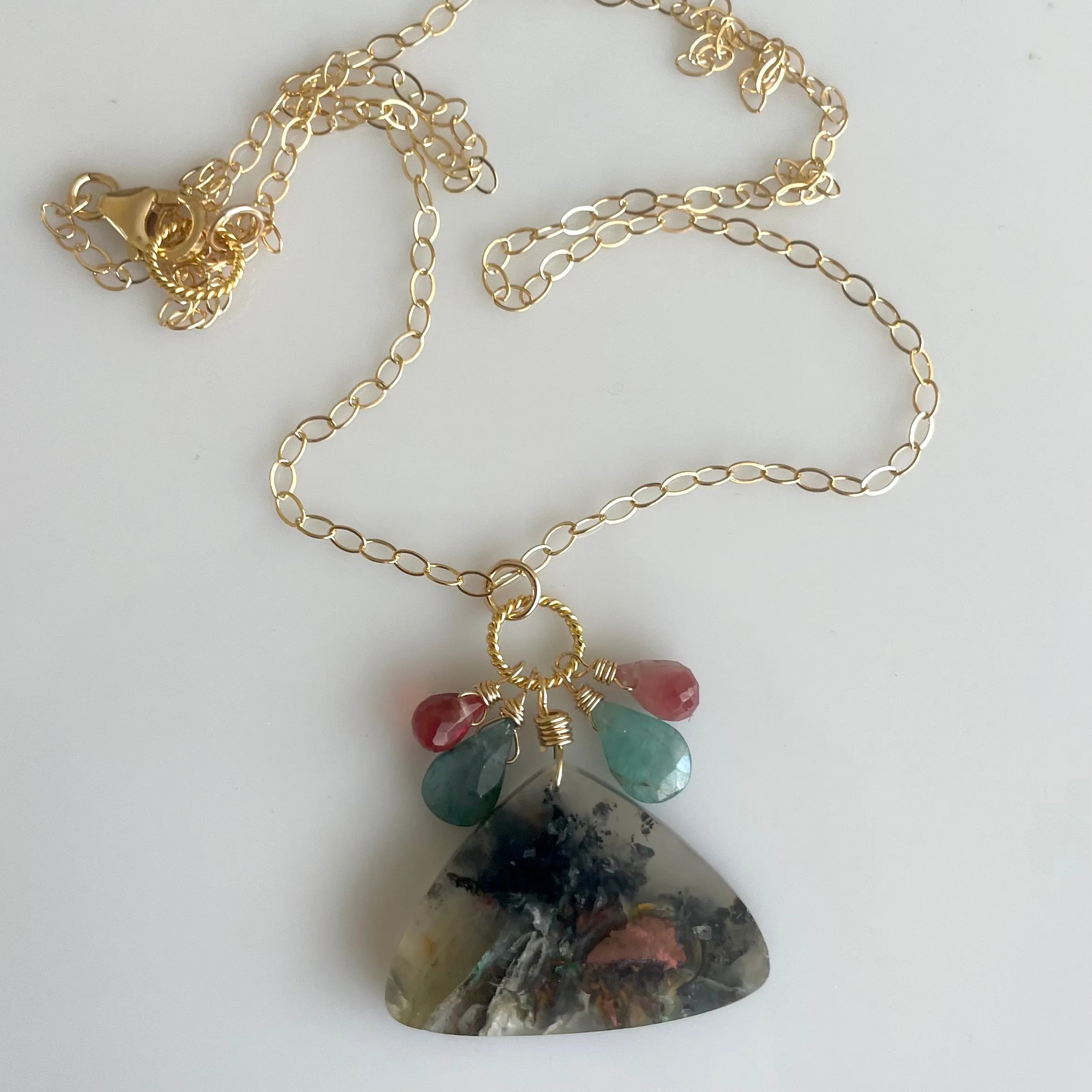 Multicolor Chrysocolla Copper in Chalcedony Necklace