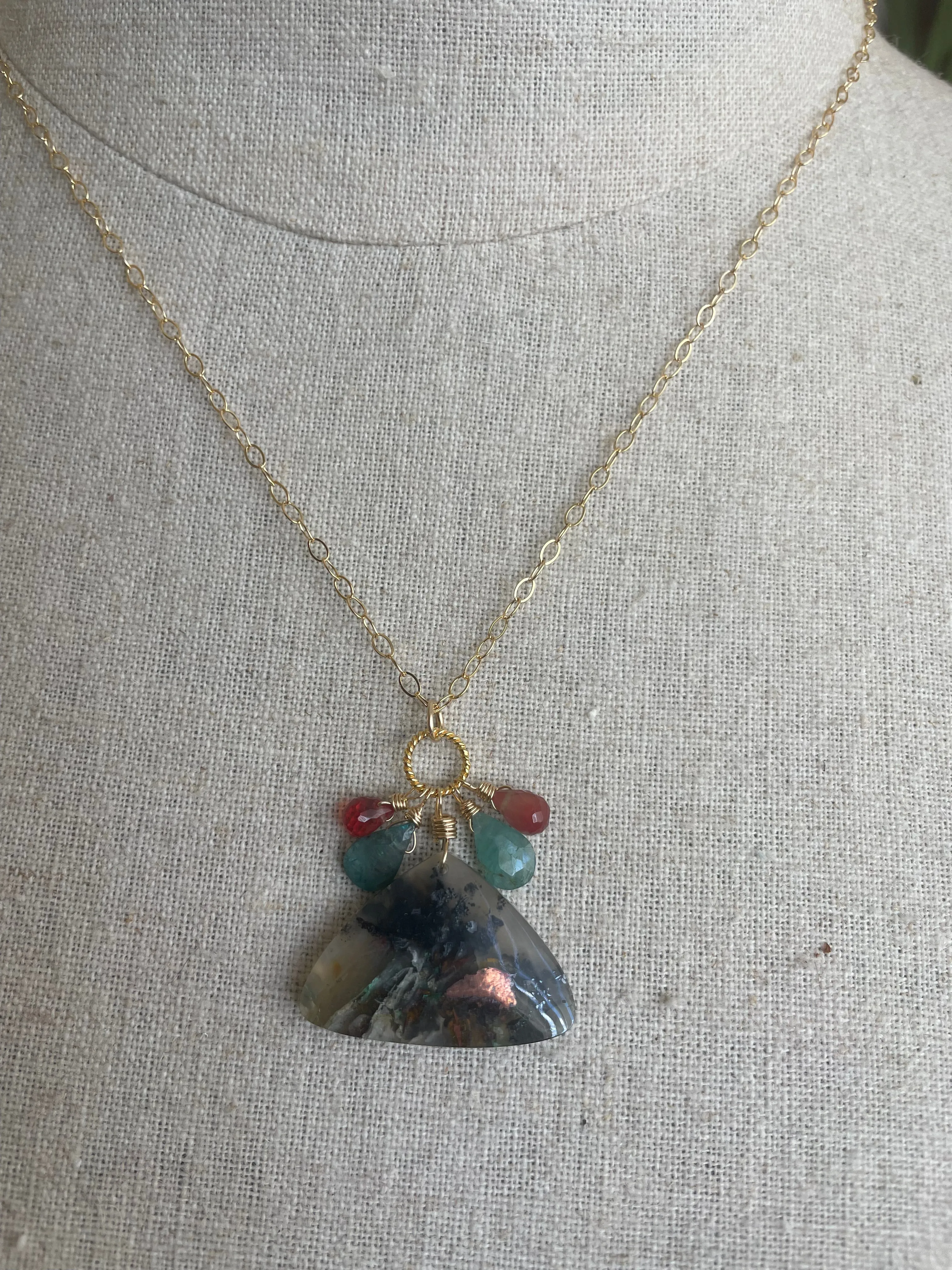 Multicolor Chrysocolla Copper in Chalcedony Necklace