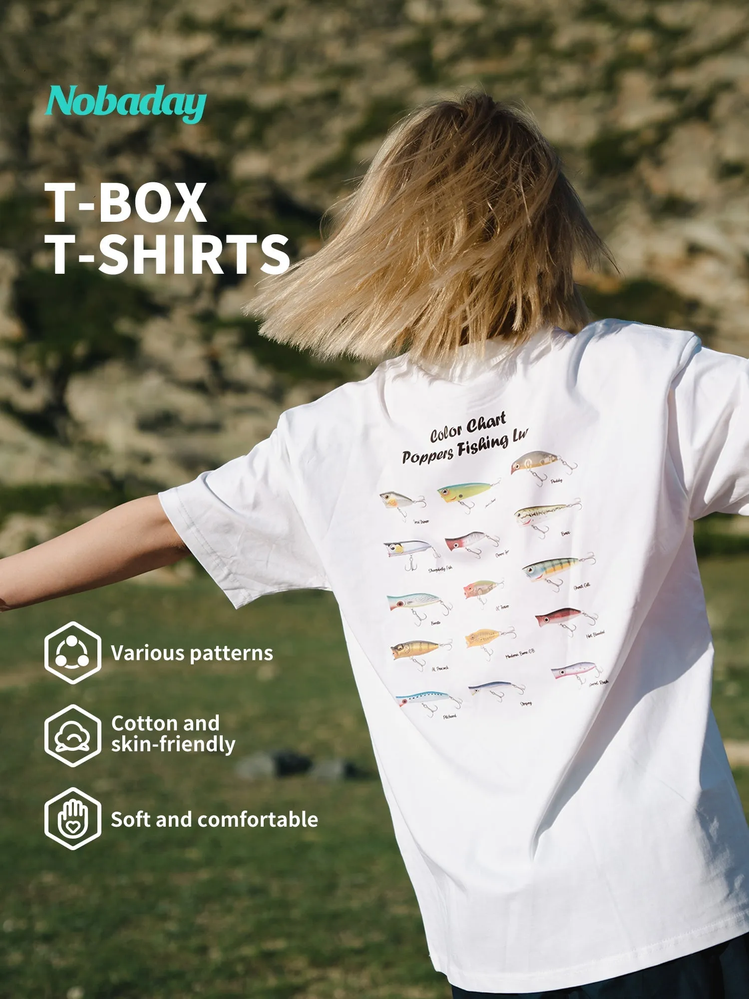 NOBADAY T-BOX BIRDS FIELD GUIED SUMMER OUTDOOR T-SHIRT