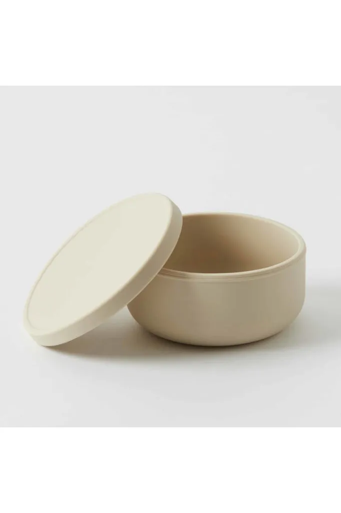 Nordic Kids - Henny Silicone Bowl With Lid - Almond