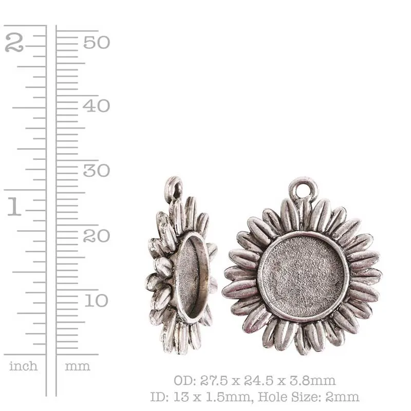 Nunn Design-Pewter-24mm Mini Bezel Aster-Single Loop-Antique Silver-Quantity 1