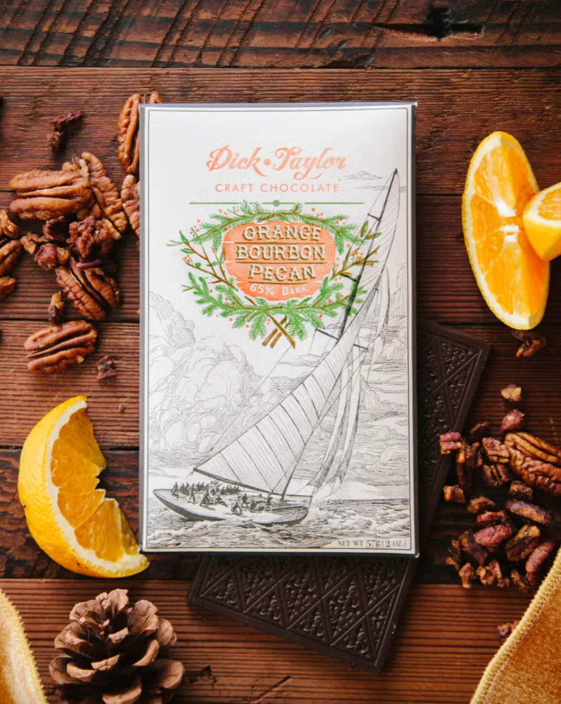 Orange Bourbon Pecan Dark Chocolate | Dick Taylor