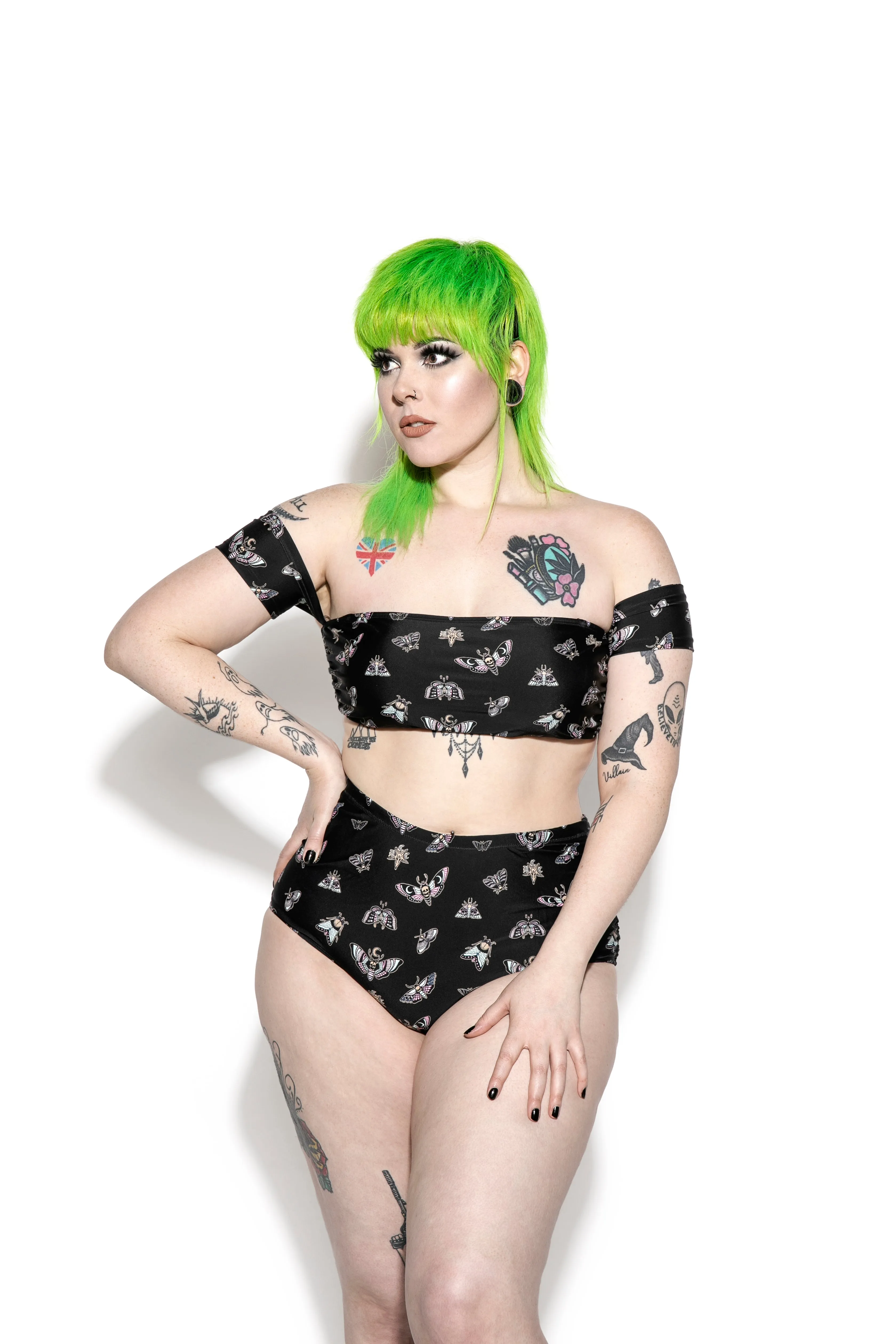 Pastel Death Moth High Waist Swim Bottom