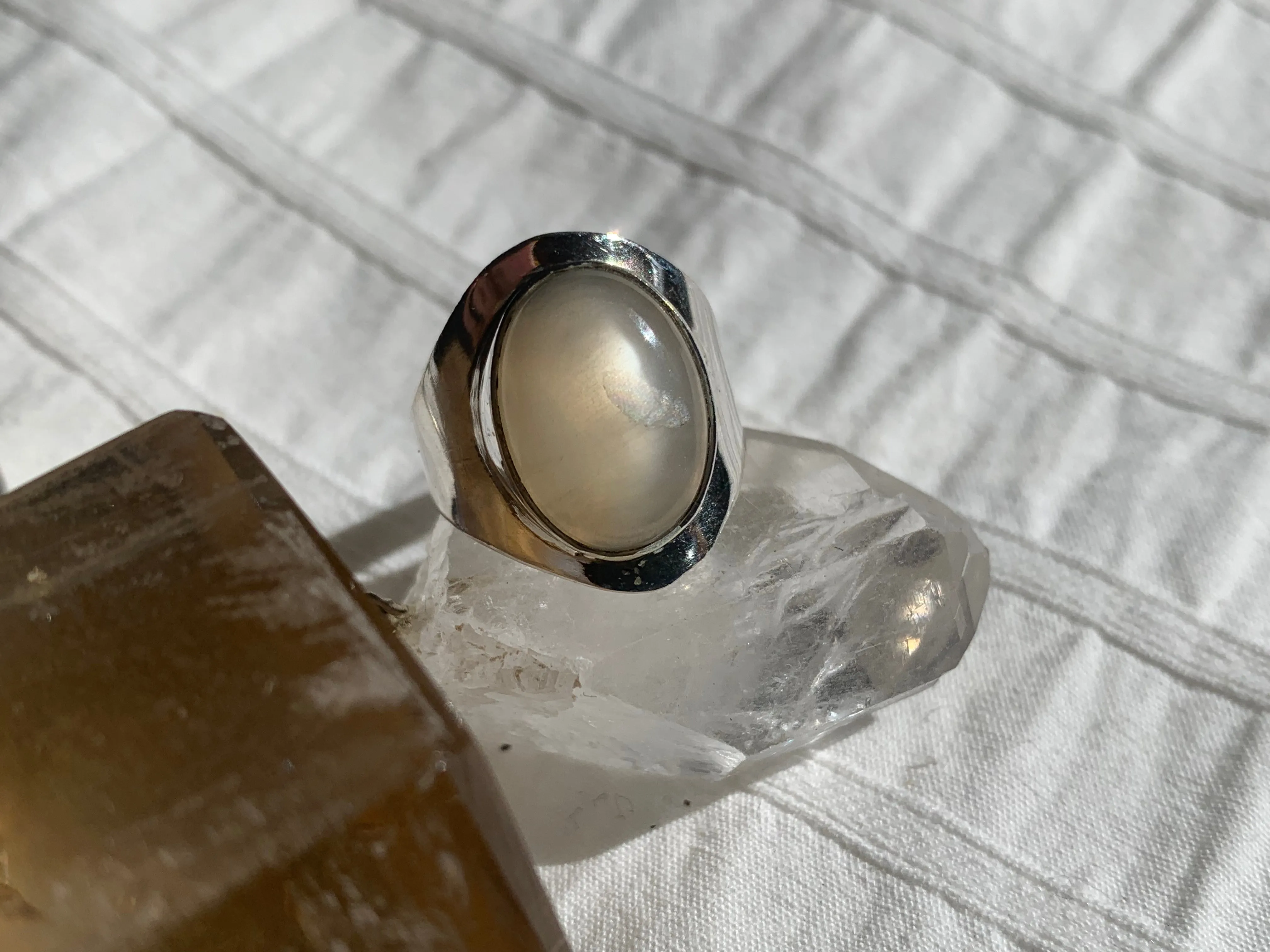 Peach Moonstone Medea Ring (US 7) - Small Oval