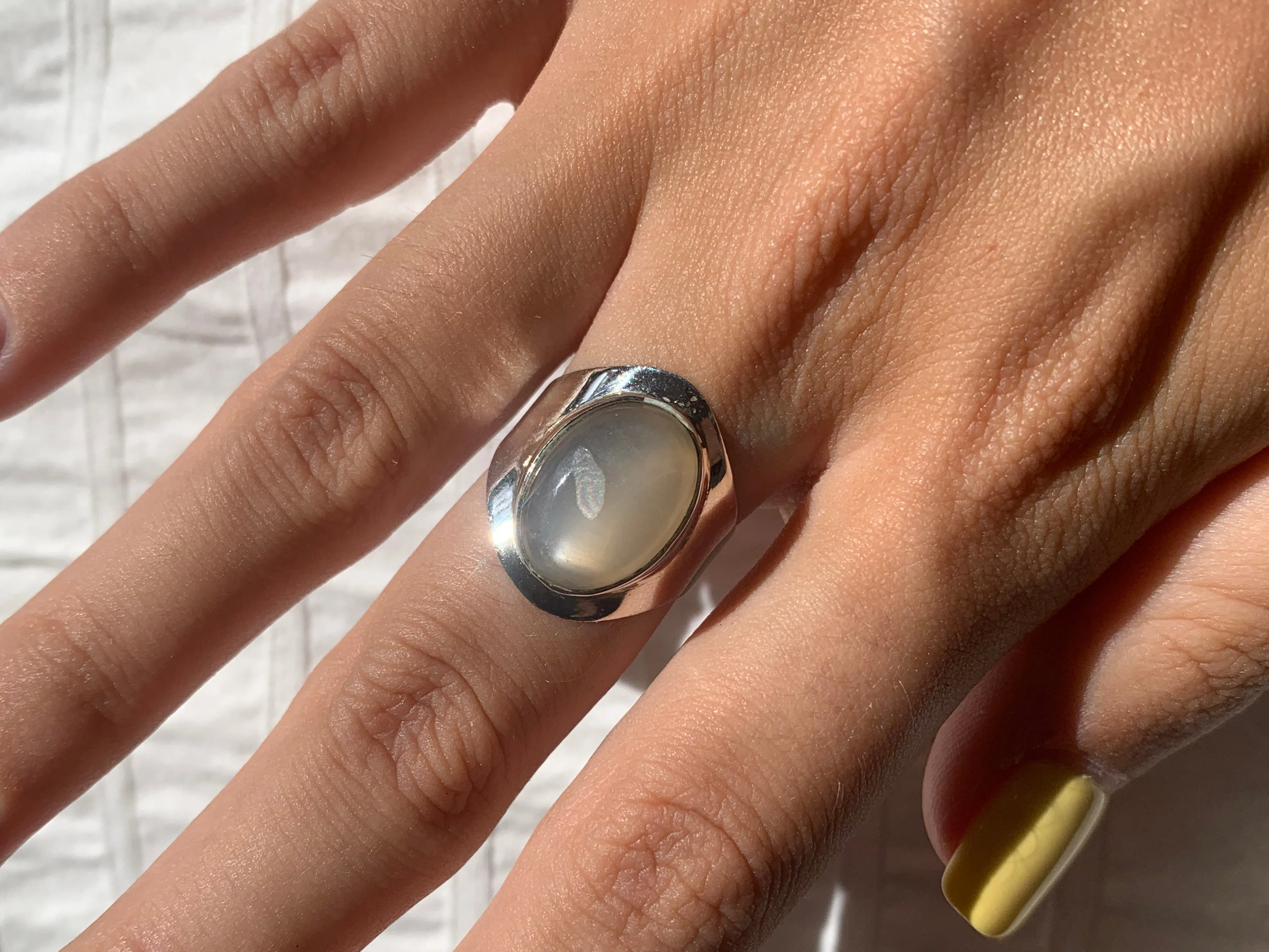 Peach Moonstone Medea Ring (US 7) - Small Oval