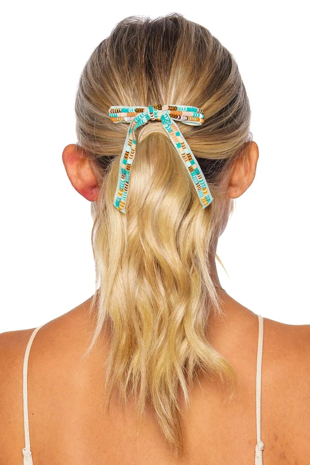 Ryder Turquoise Sequin Bow Barrette