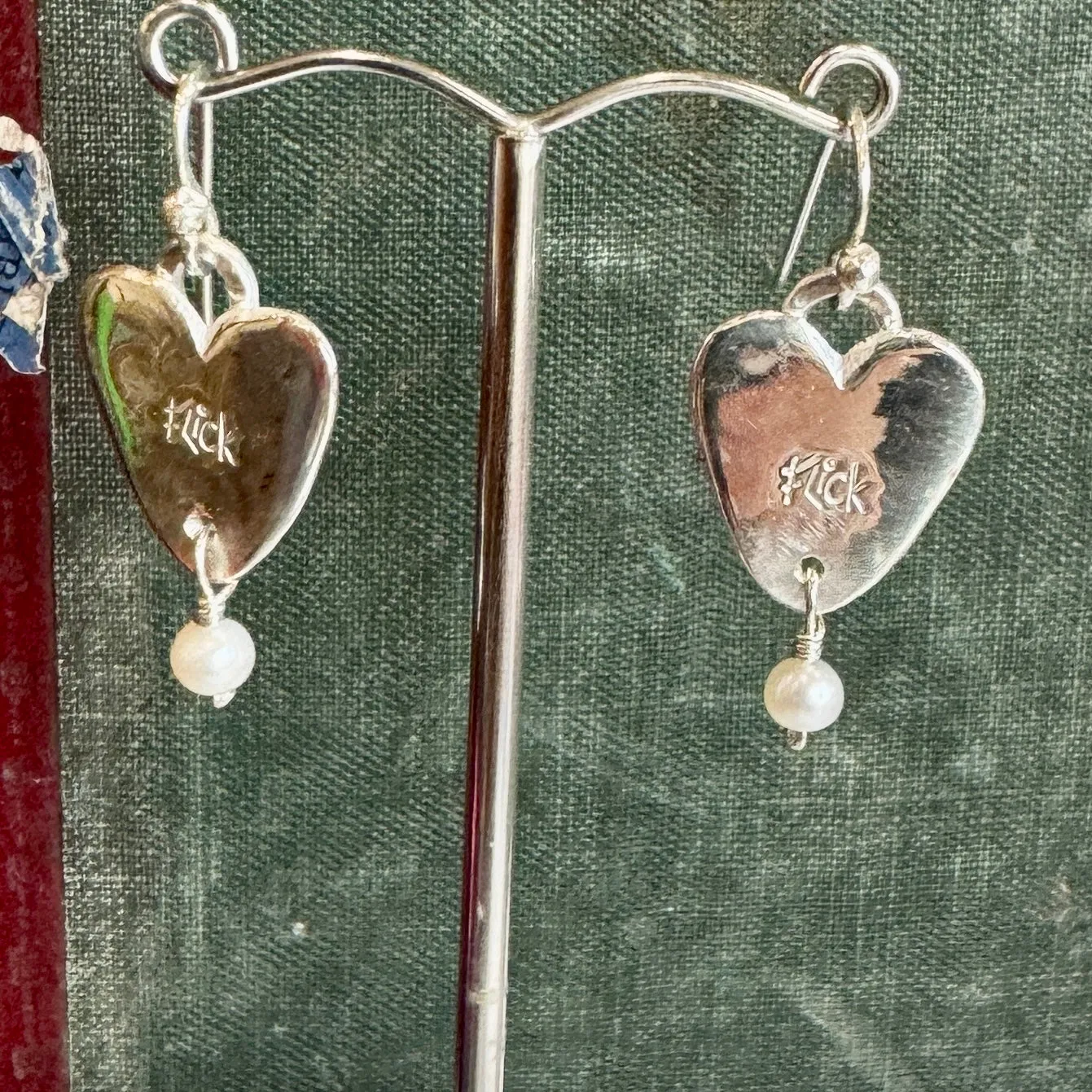 Silver heart with pearl drop