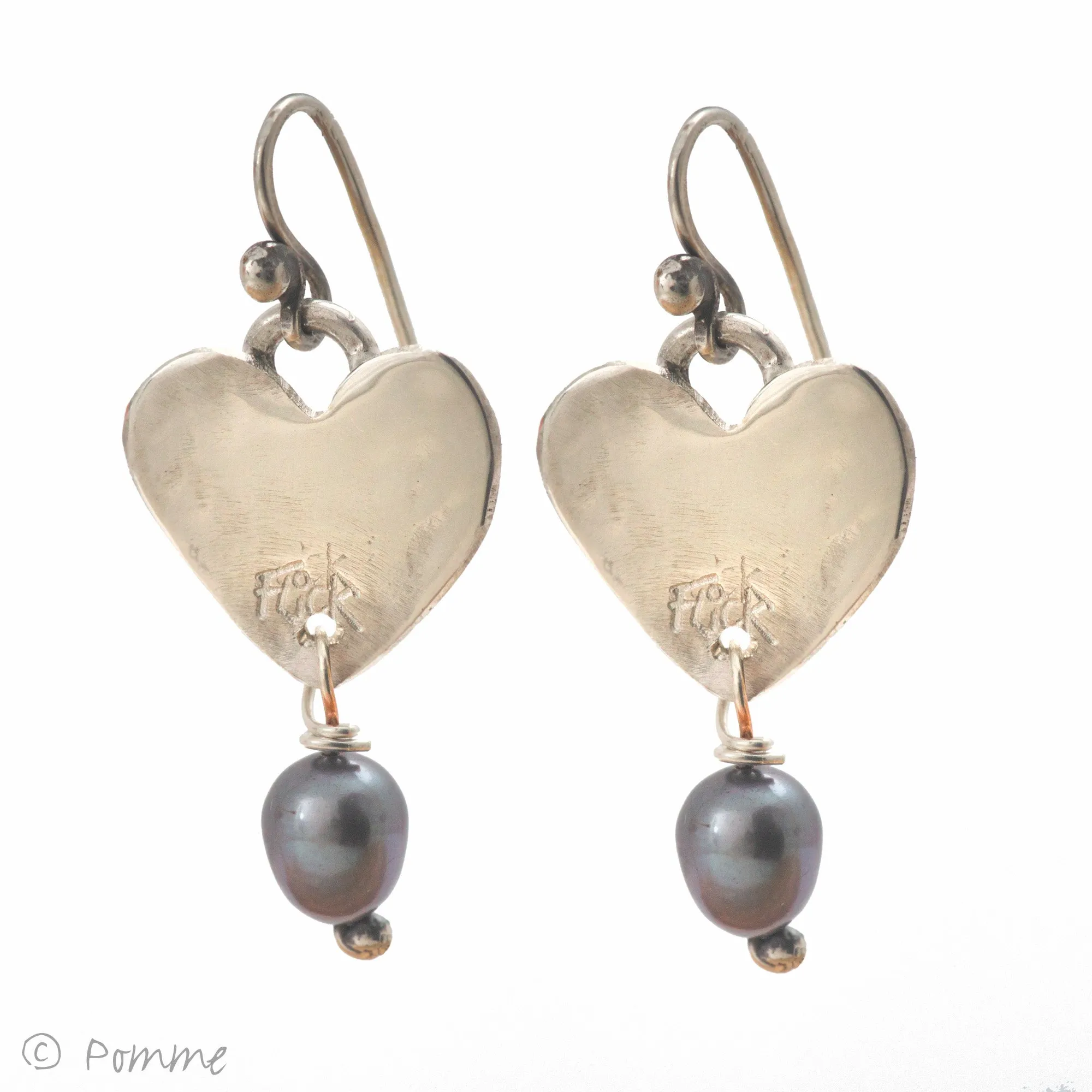 Silver heart with pearl drop