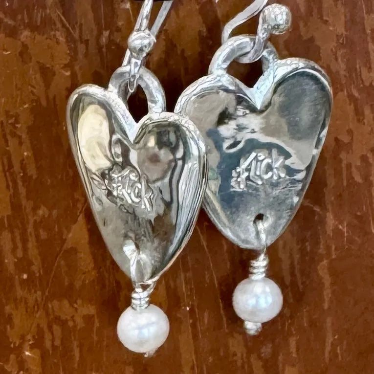 Silver heart with pearl drop