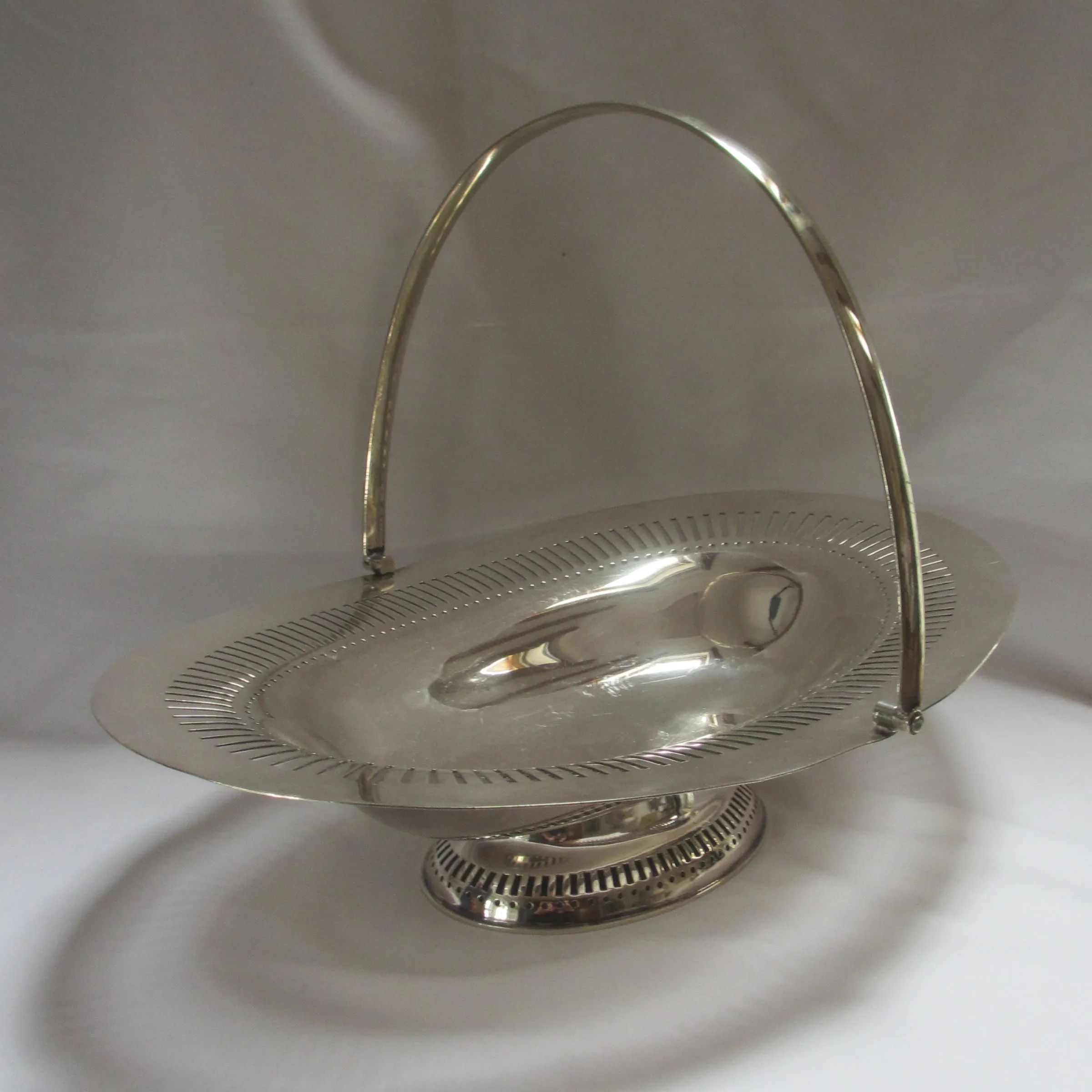 Silver Plate Fruit Bowl Dish with Handle Antique Edwardian c1910