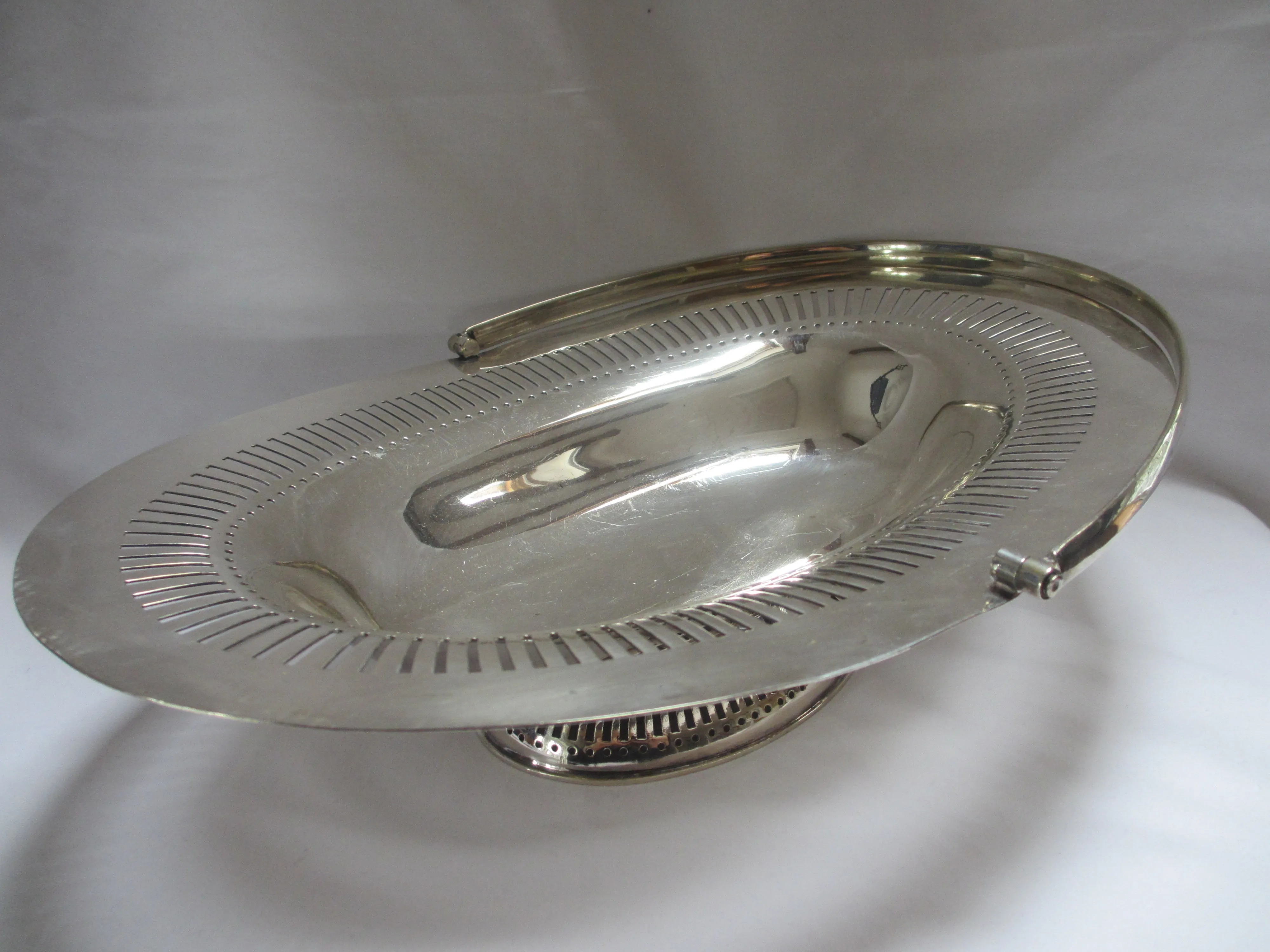 Silver Plate Fruit Bowl Dish with Handle Antique Edwardian c1910