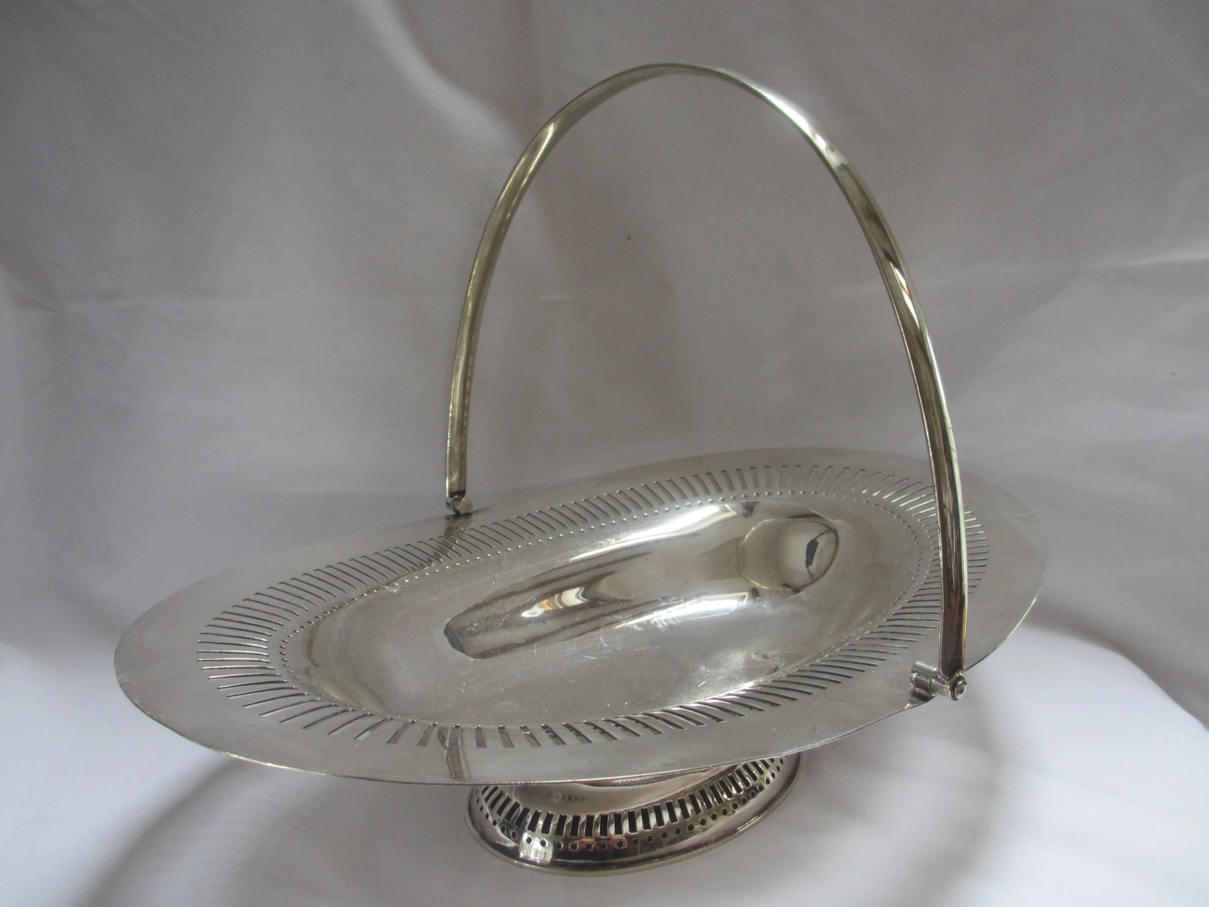 Silver Plate Fruit Bowl Dish with Handle Antique Edwardian c1910