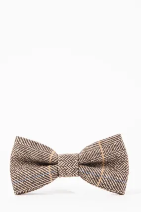 TED - Tan Tweed Check Bow Tie