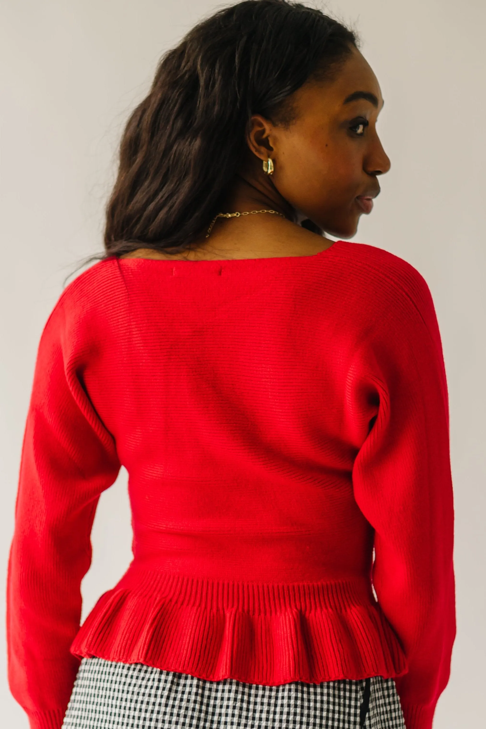 The Leeston Crossover Sweater in Red