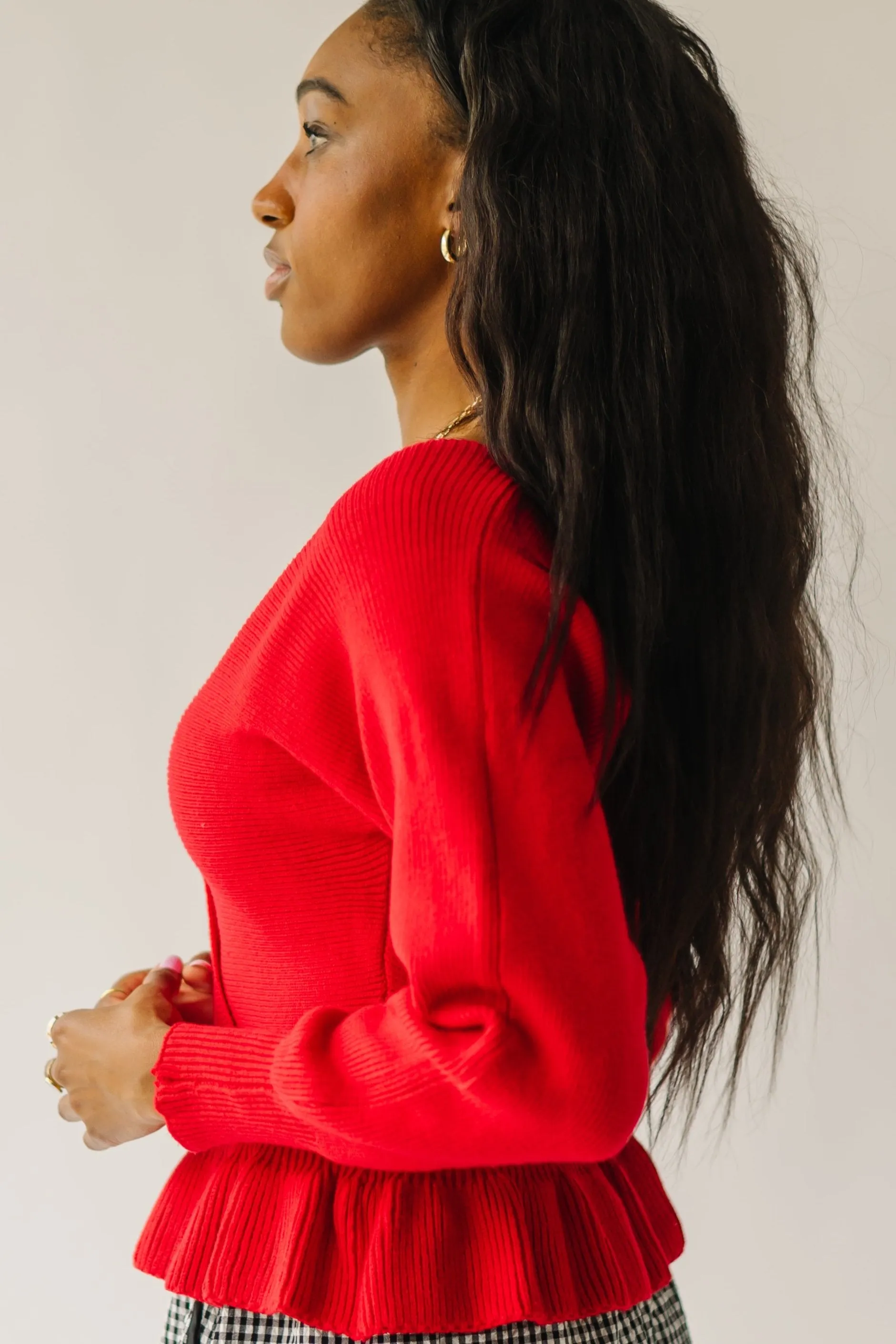 The Leeston Crossover Sweater in Red