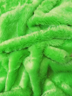 Tinsel Tip Short Shag Faux Fur / Lime  Silver / Sold By The Yard / 15 Yard Bolt