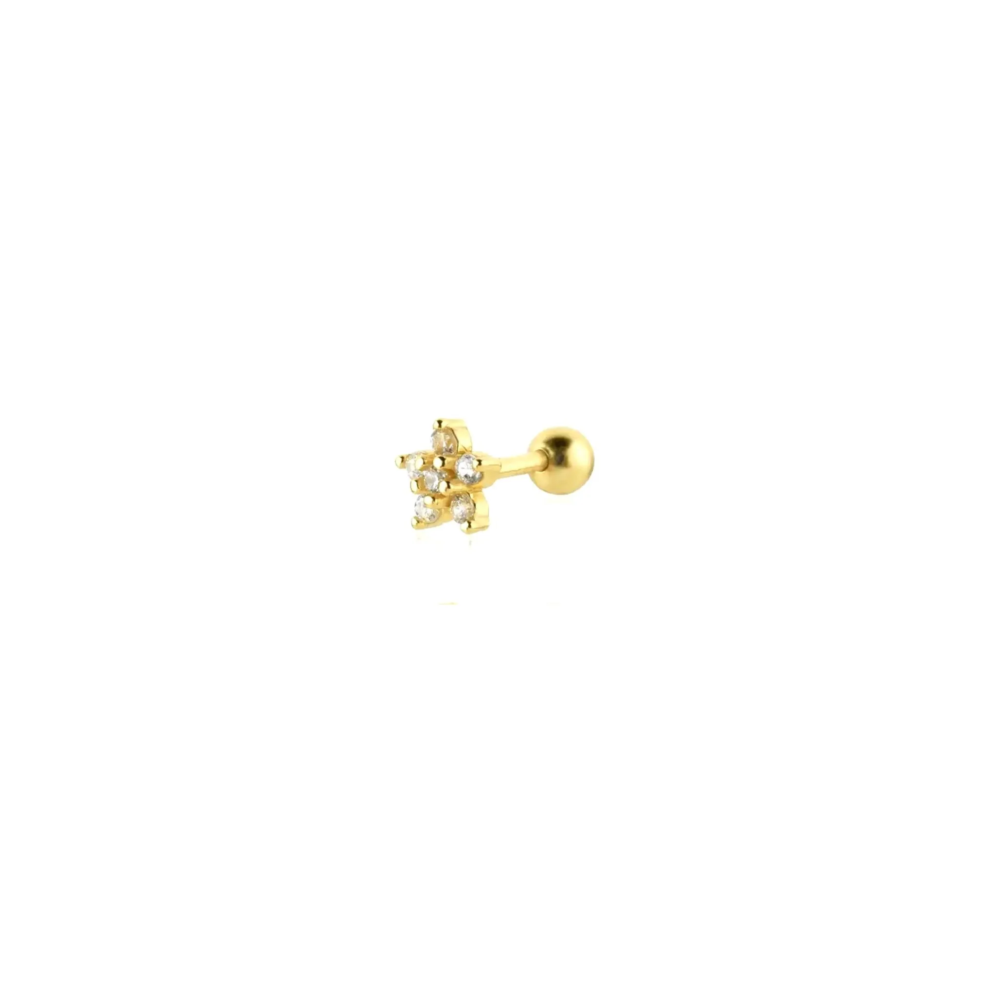 Tiny 6 Stones Flower Stud Piercing Earring