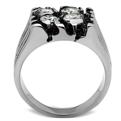 TK366 High polished (no plating) Stainless Steel Ring with AAA Grade CZ in Clear